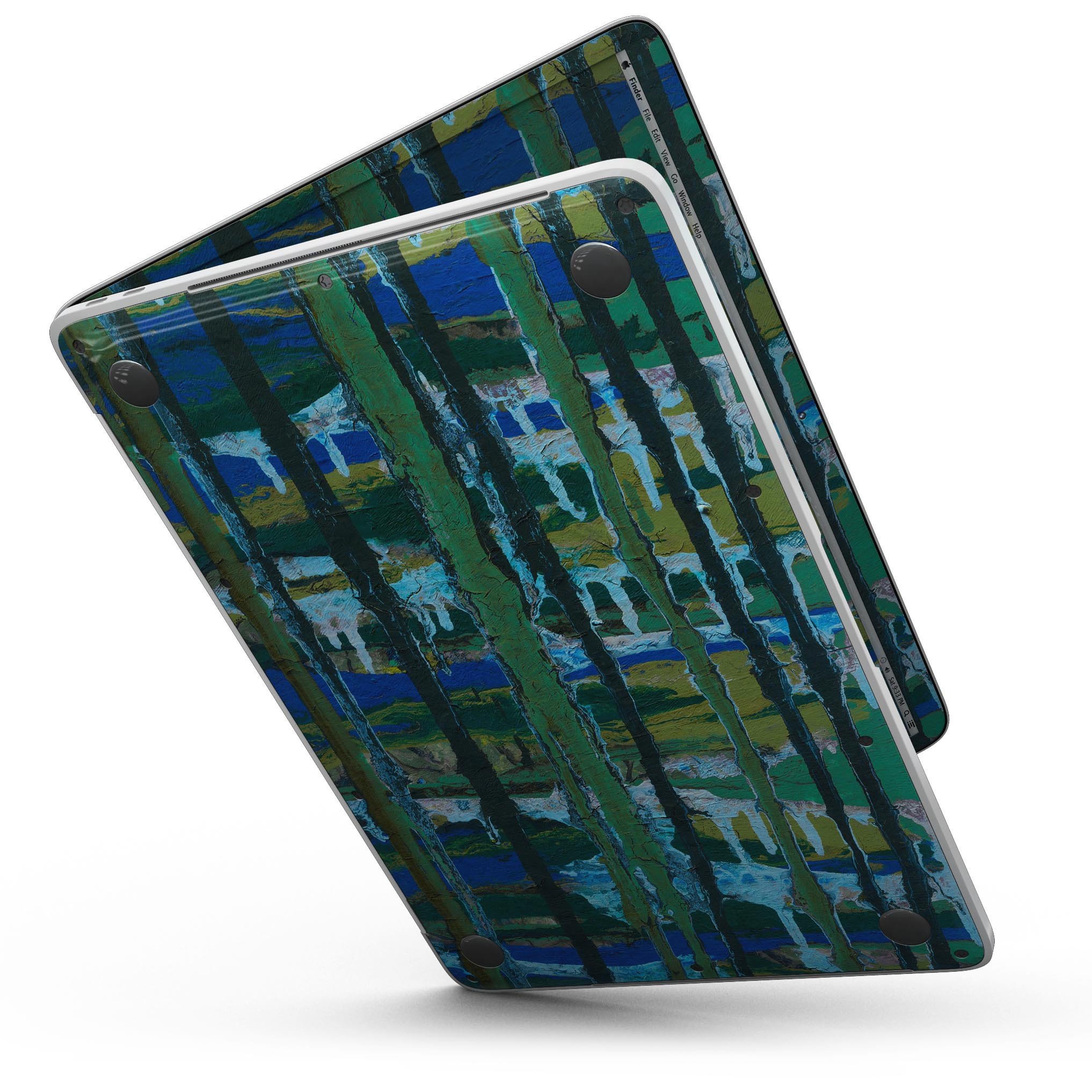 Abstract Green Plaid Paint Wall skin for 13" MacBook Pro without Touch Bar, showcasing vibrant green plaid design.