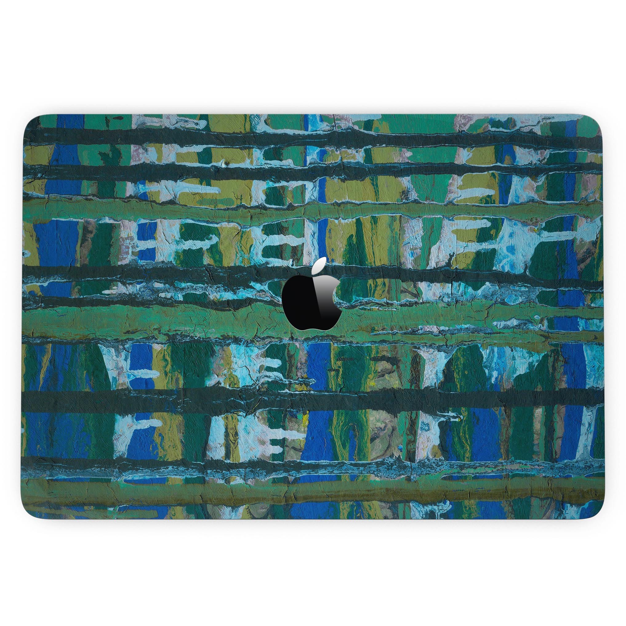 Abstract Green Plaid Paint Wall skin for 13" MacBook Pro without Touch Bar, showcasing vibrant green plaid design.