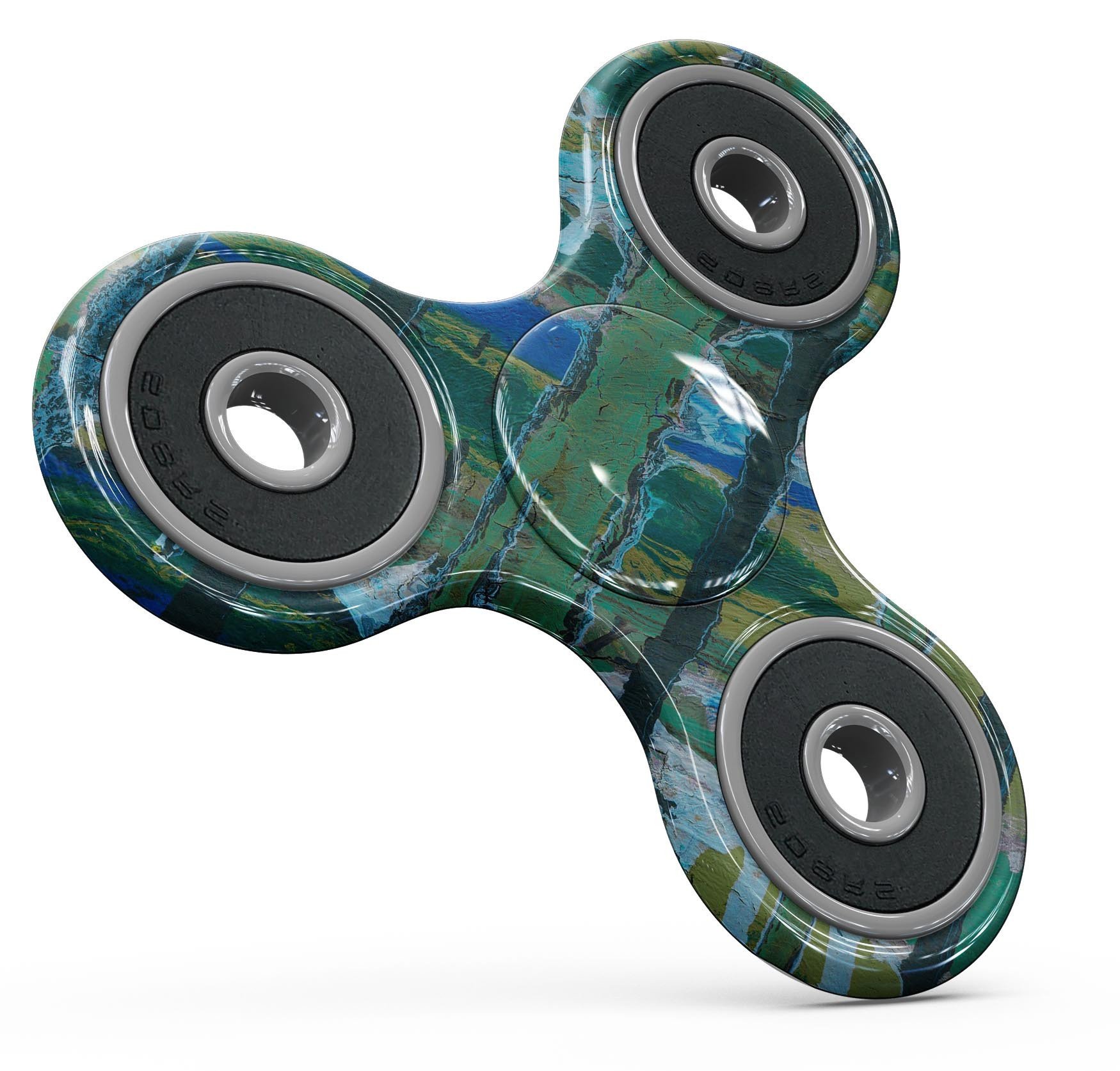 Abstract Green Plaid Paint Wall skin kit for fidget spinner, showcasing vibrant colors and unique design for personalization.