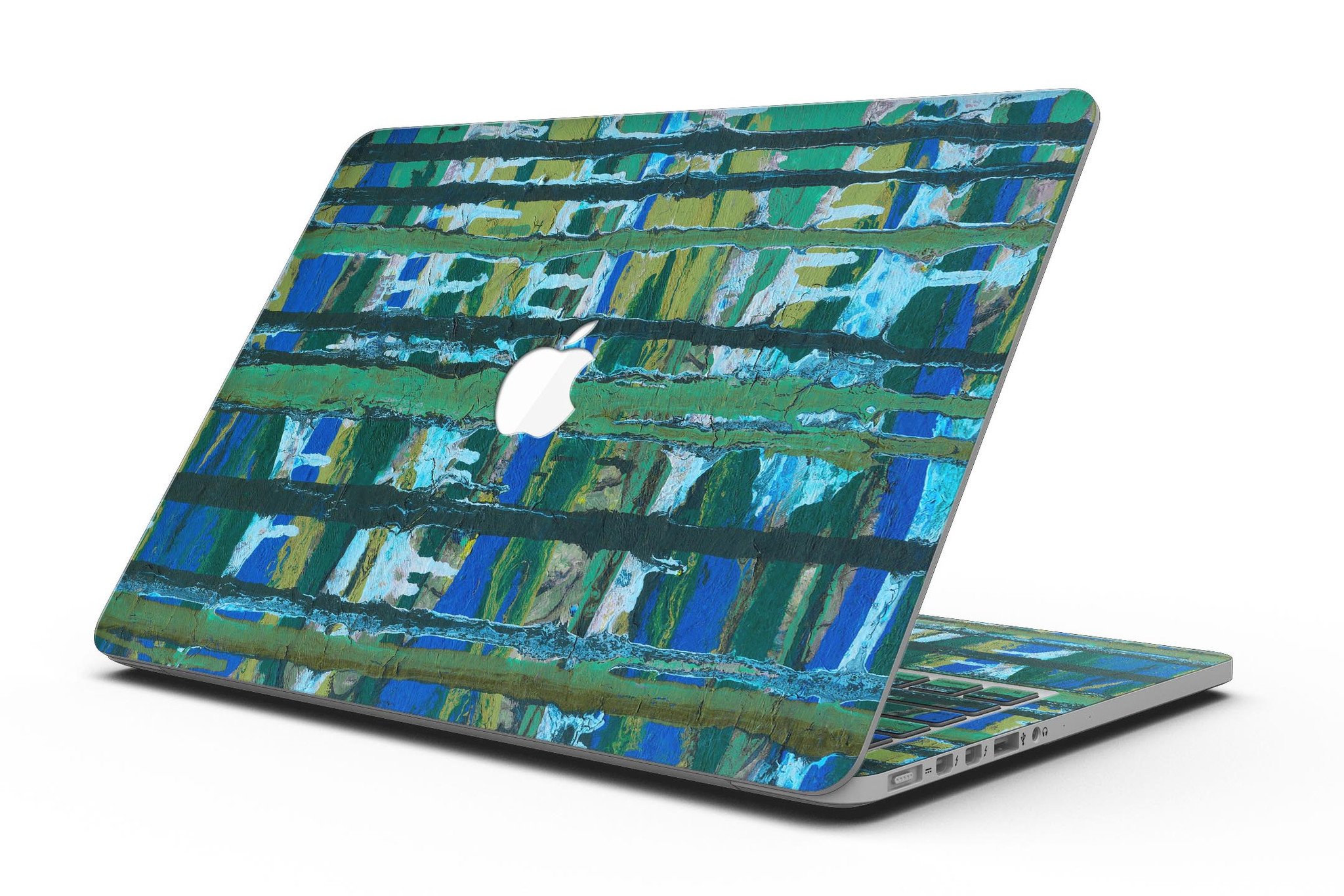 Abstract Green Plaid Paint Wall skin for MacBook Pro, showcasing a stylish design that protects the device.