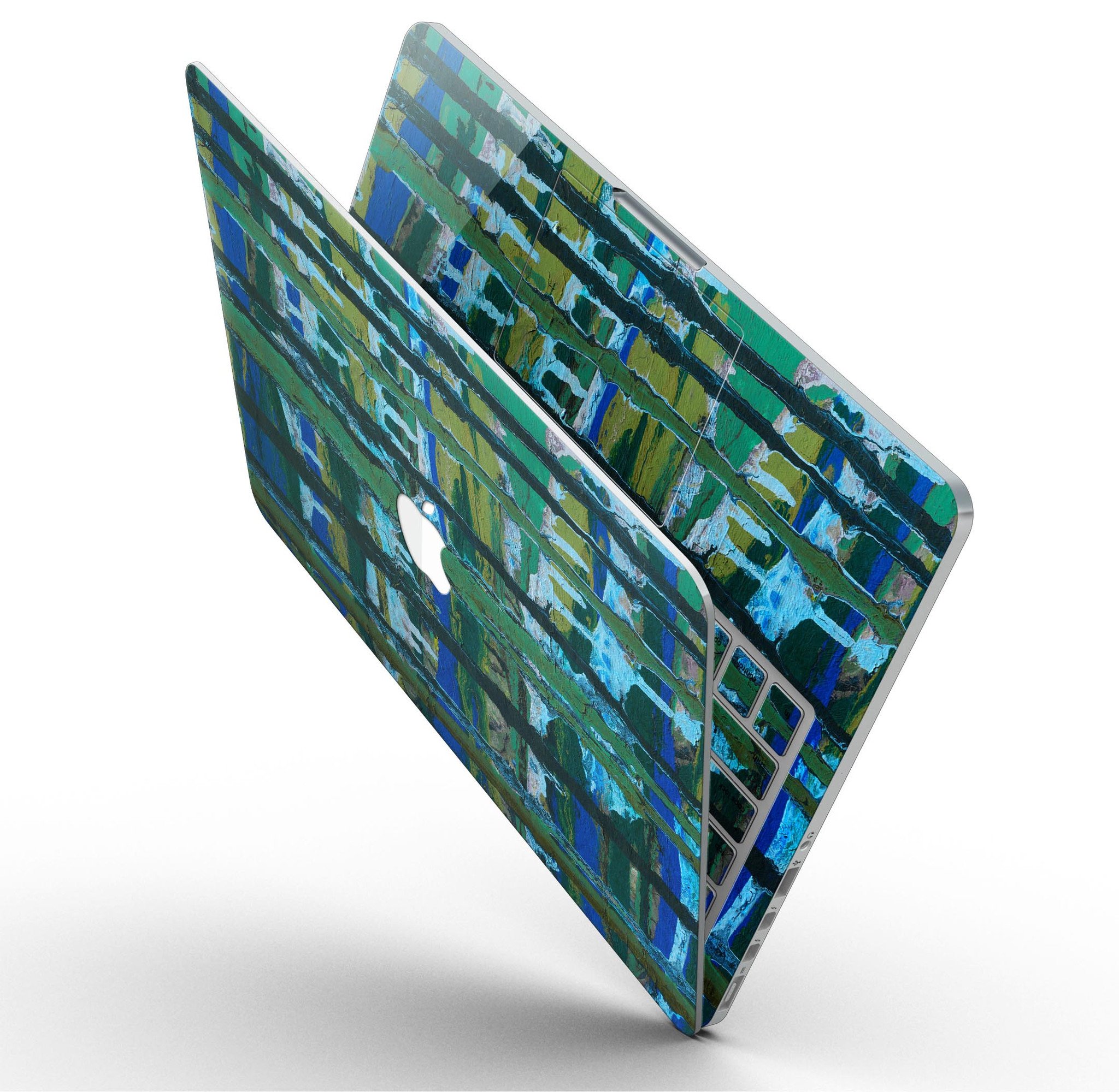 Abstract Green Plaid Paint Wall skin for MacBook Pro, showcasing a stylish design that protects the device.