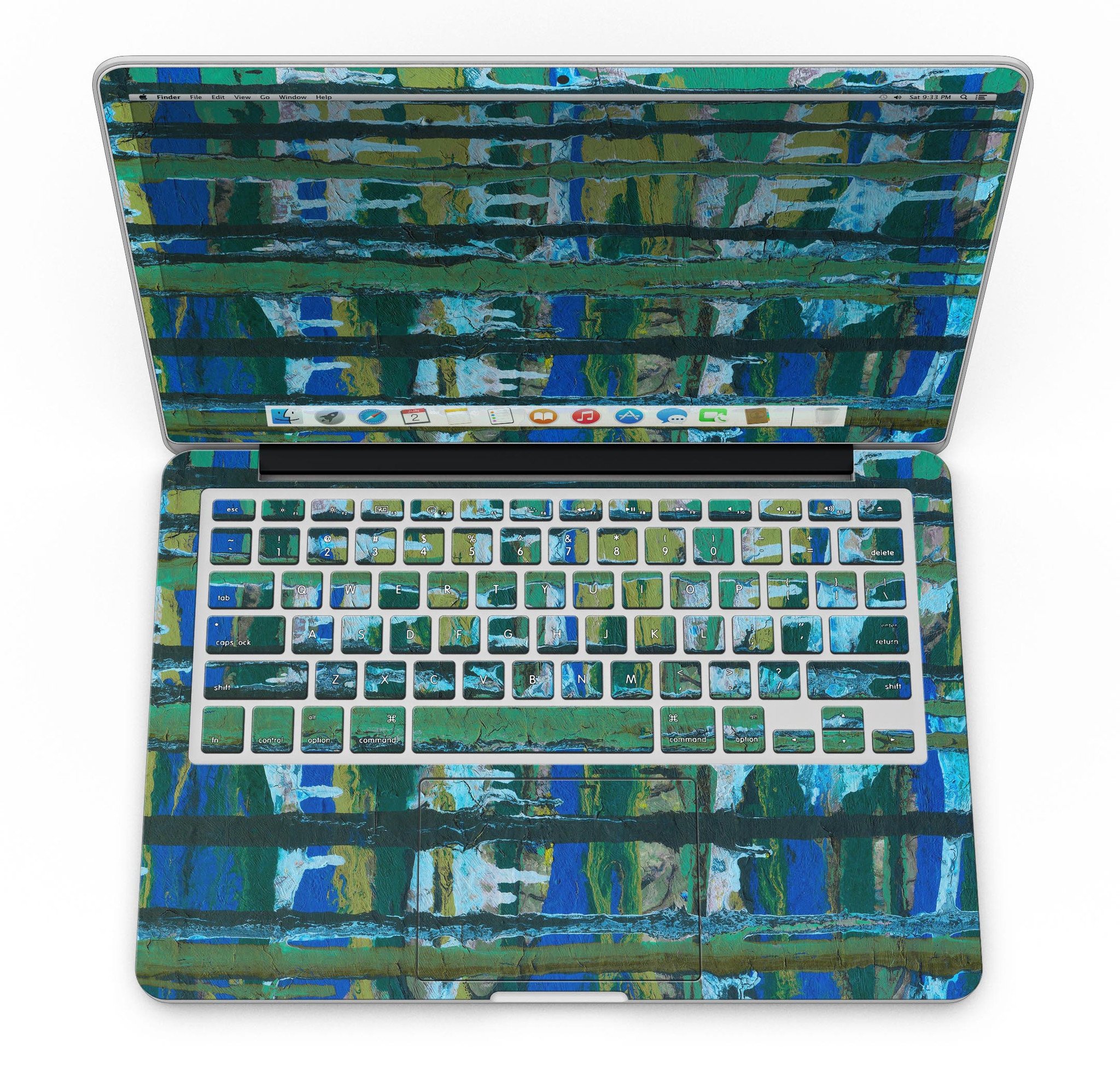 Abstract Green Plaid Paint Wall skin for MacBook Pro, showcasing a stylish design that protects the device.