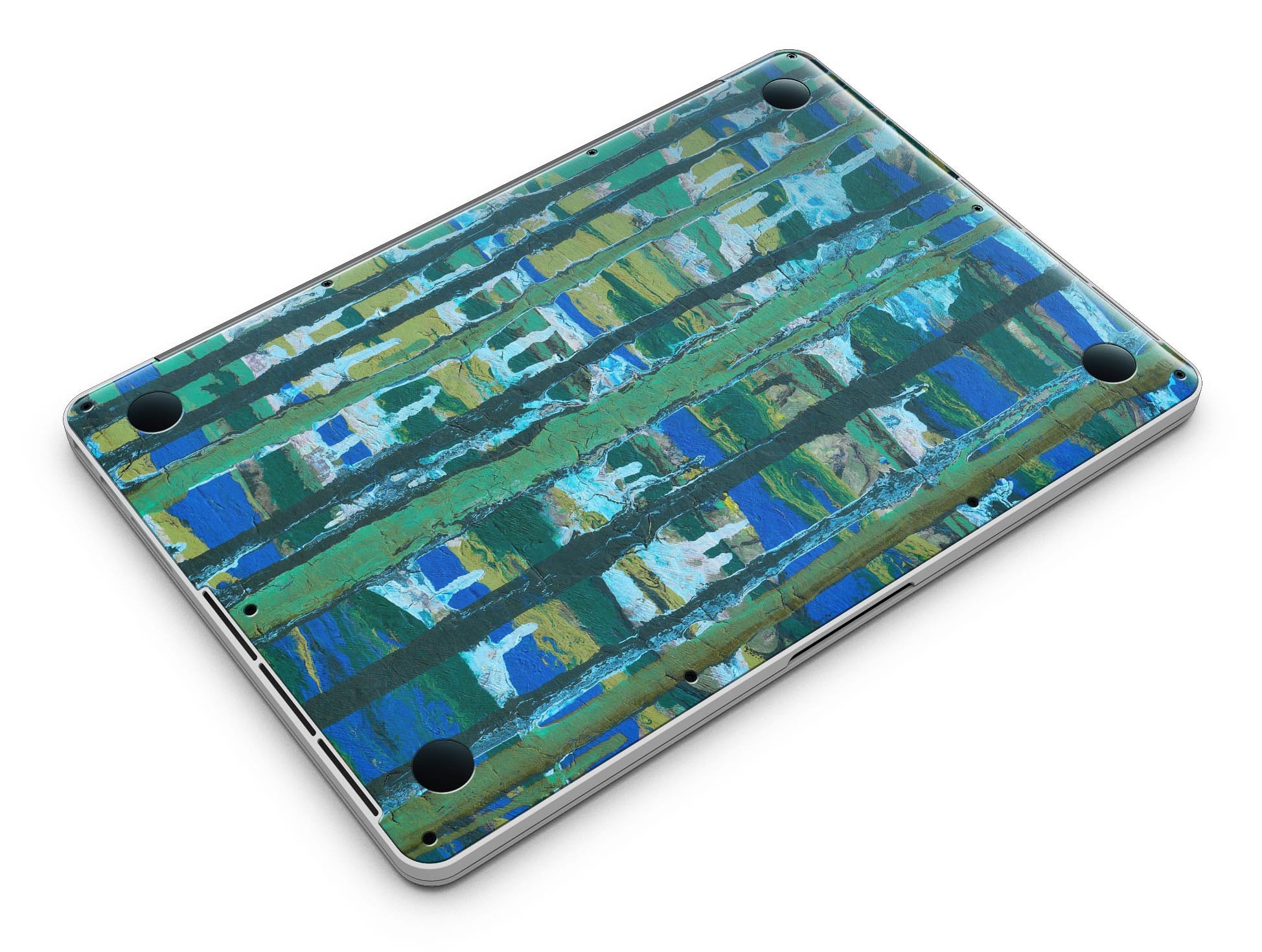 Abstract Green Plaid Paint Wall skin for MacBook Pro, showcasing a stylish design that protects the device.