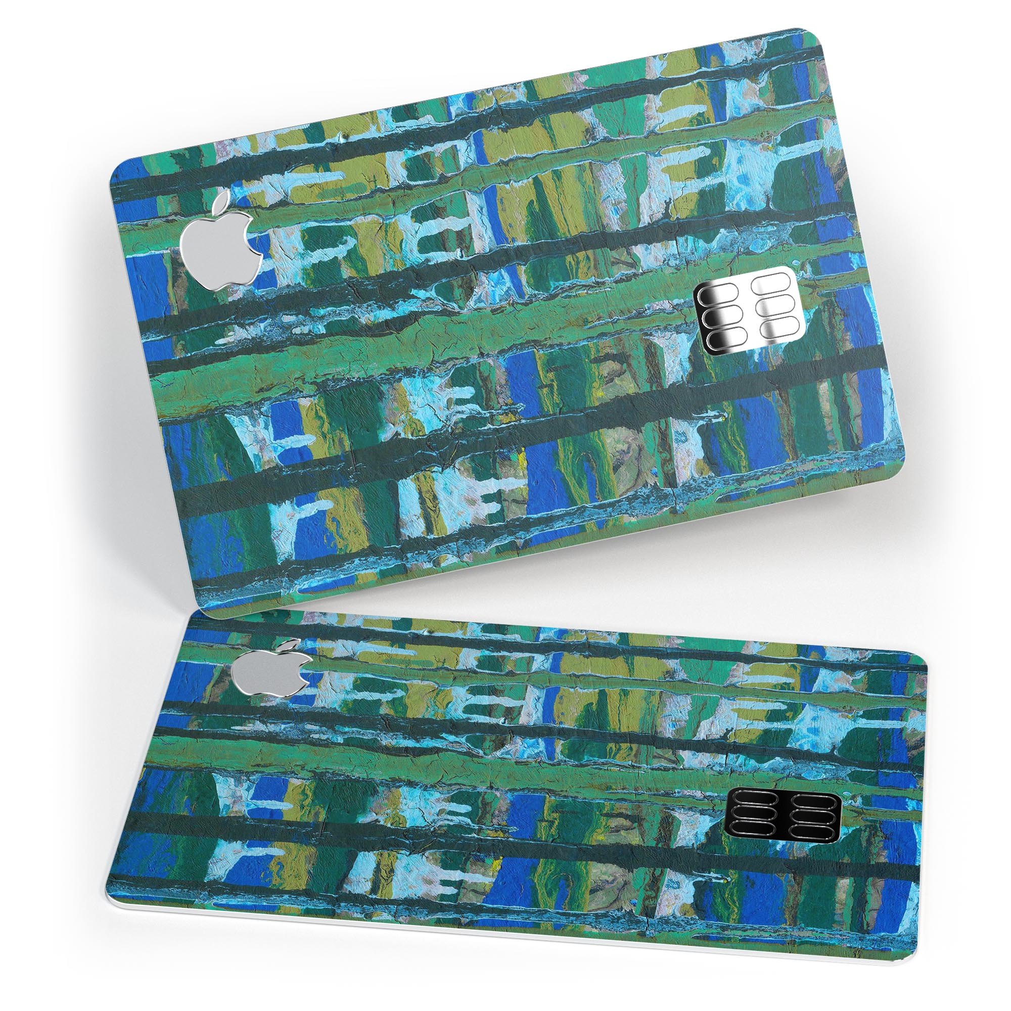 Abstract Green Plaid Paint Wall decal skin for Apple Card, showcasing a stylish design with premium protective features.