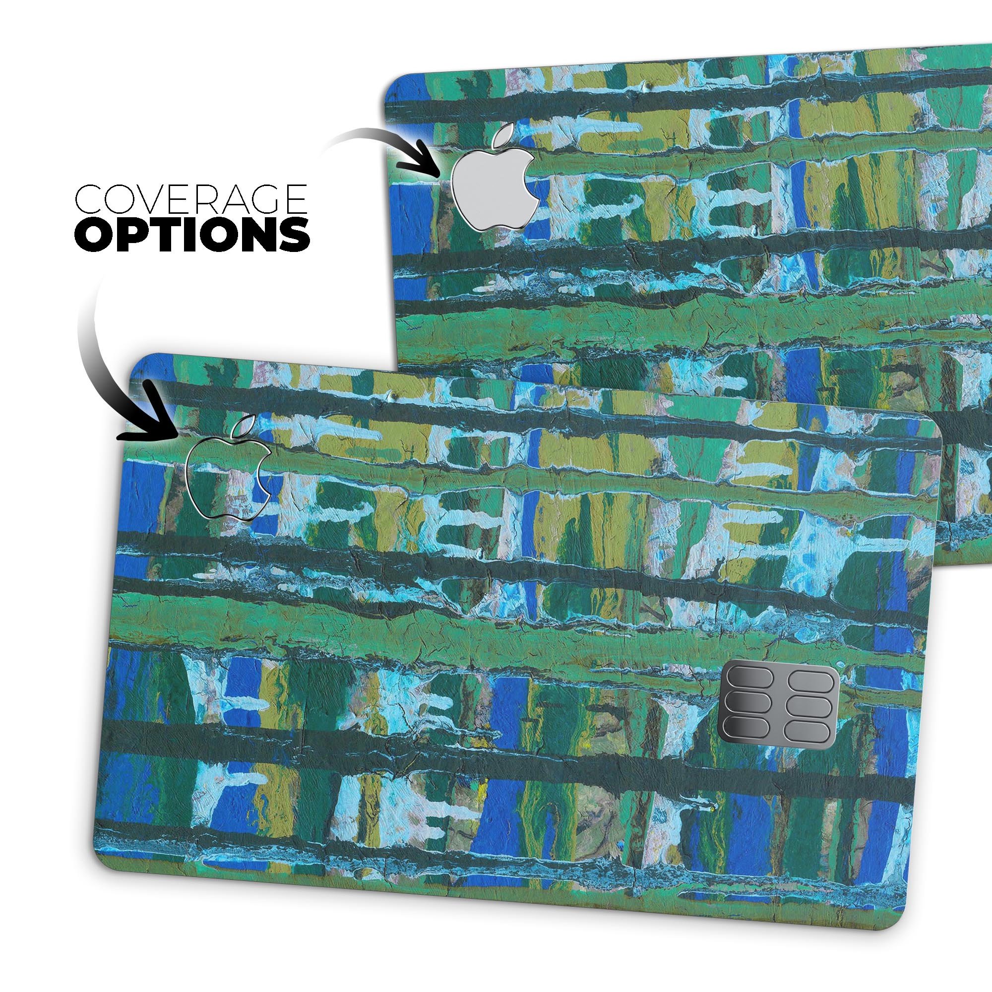 Abstract Green Plaid Paint Wall decal skin for Apple Card, showcasing a stylish design with premium protective features.