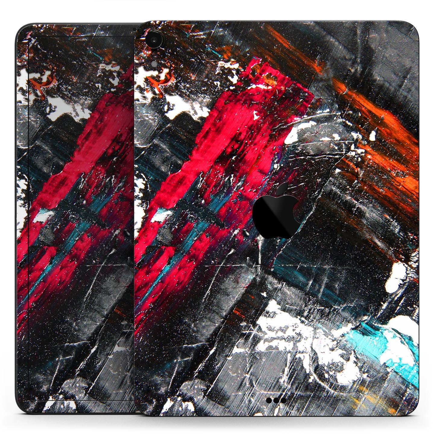 Abstract Grungy Oil Mess skin decal for Apple iPad Pro, showcasing vibrant colors and unique design.