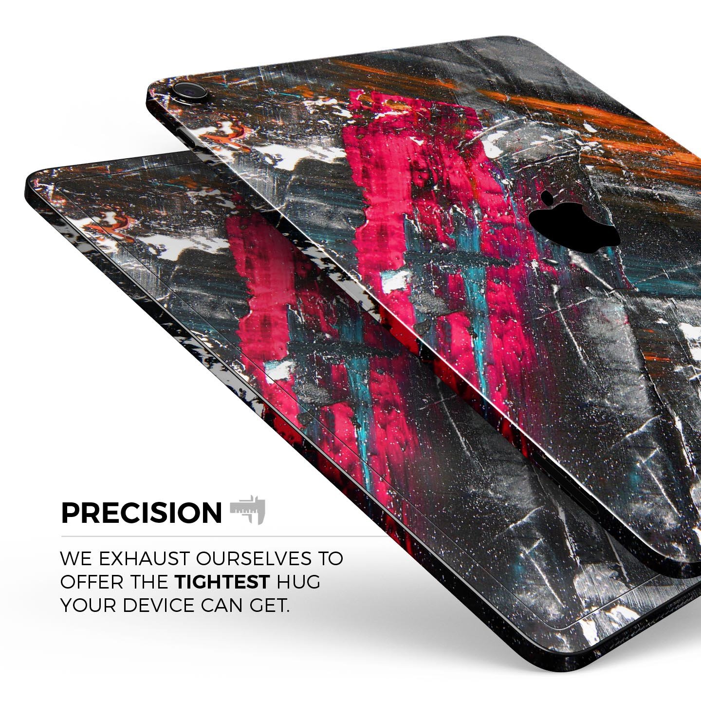 Abstract Grungy Oil Mess skin decal for Apple iPad Pro, showcasing vibrant colors and unique design.