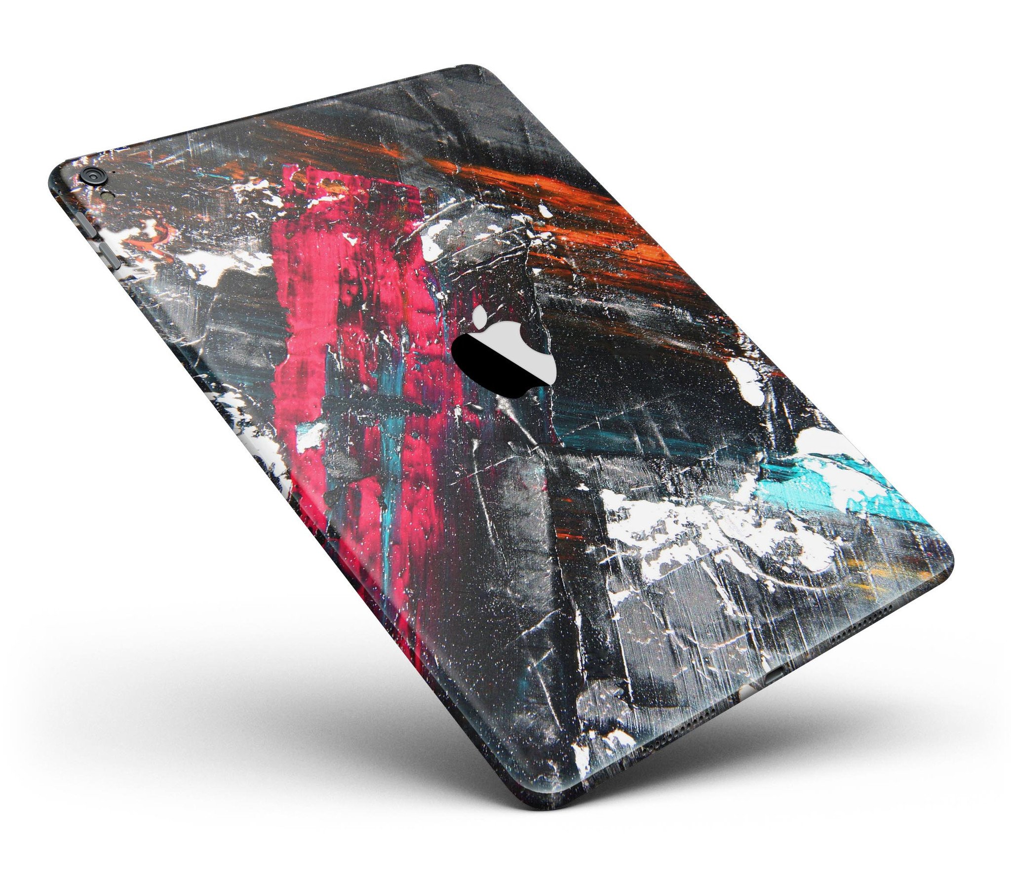 Abstract Grungy Oil Mess Full Body Skin for iPad Pro, showcasing vibrant colors and unique design.