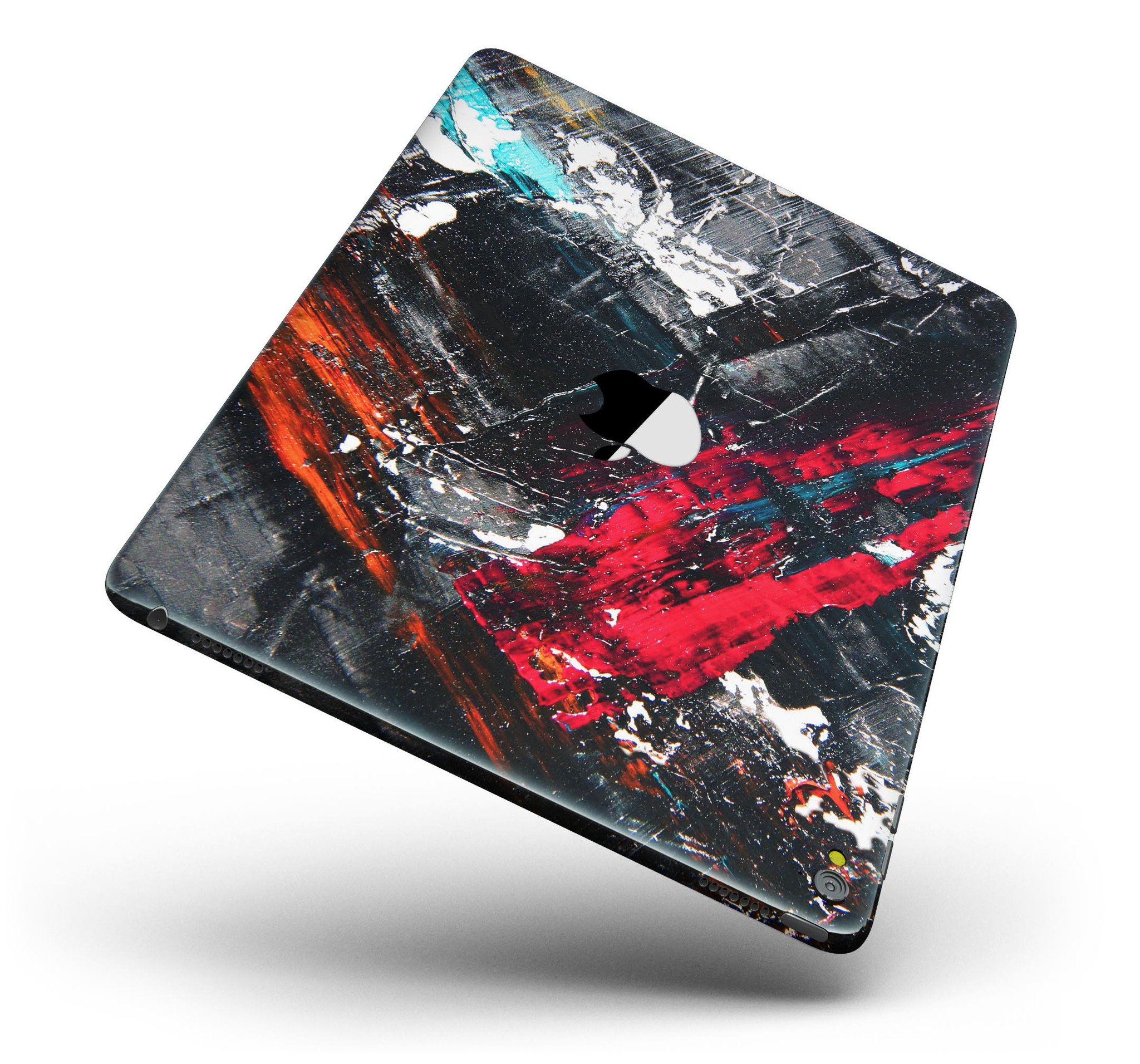 Abstract Grungy Oil Mess Full Body Skin for iPad Pro, showcasing vibrant colors and unique design.