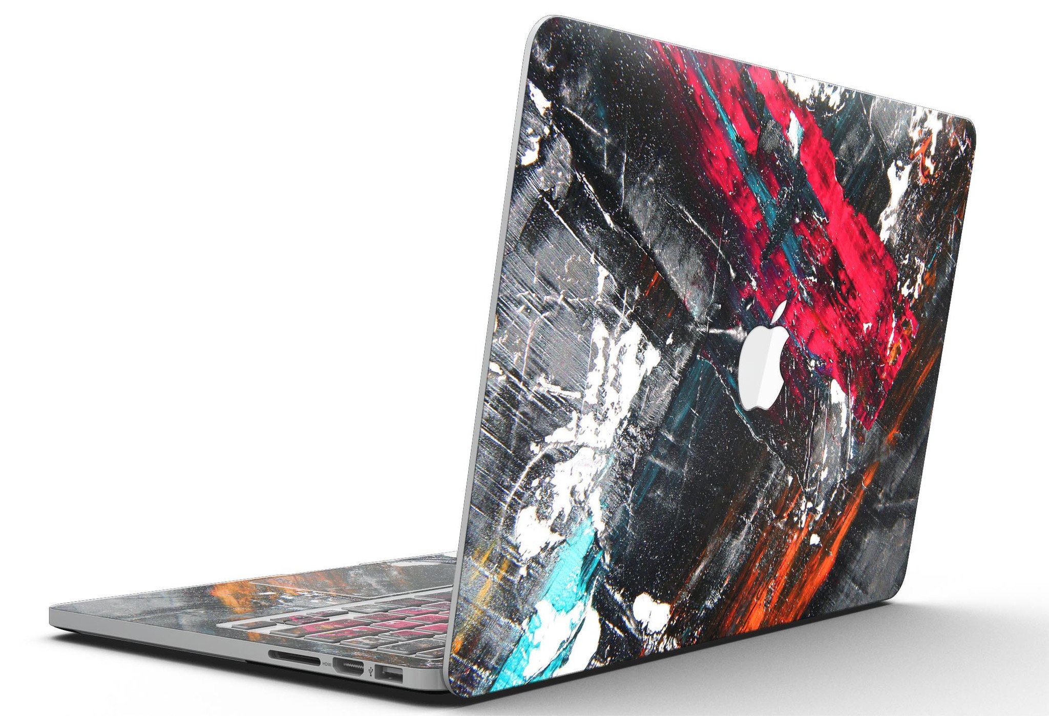 Abstract Grungy Oil Mess skin for MacBook Pro with Retina Display, showcasing a stylish design that protects the device.