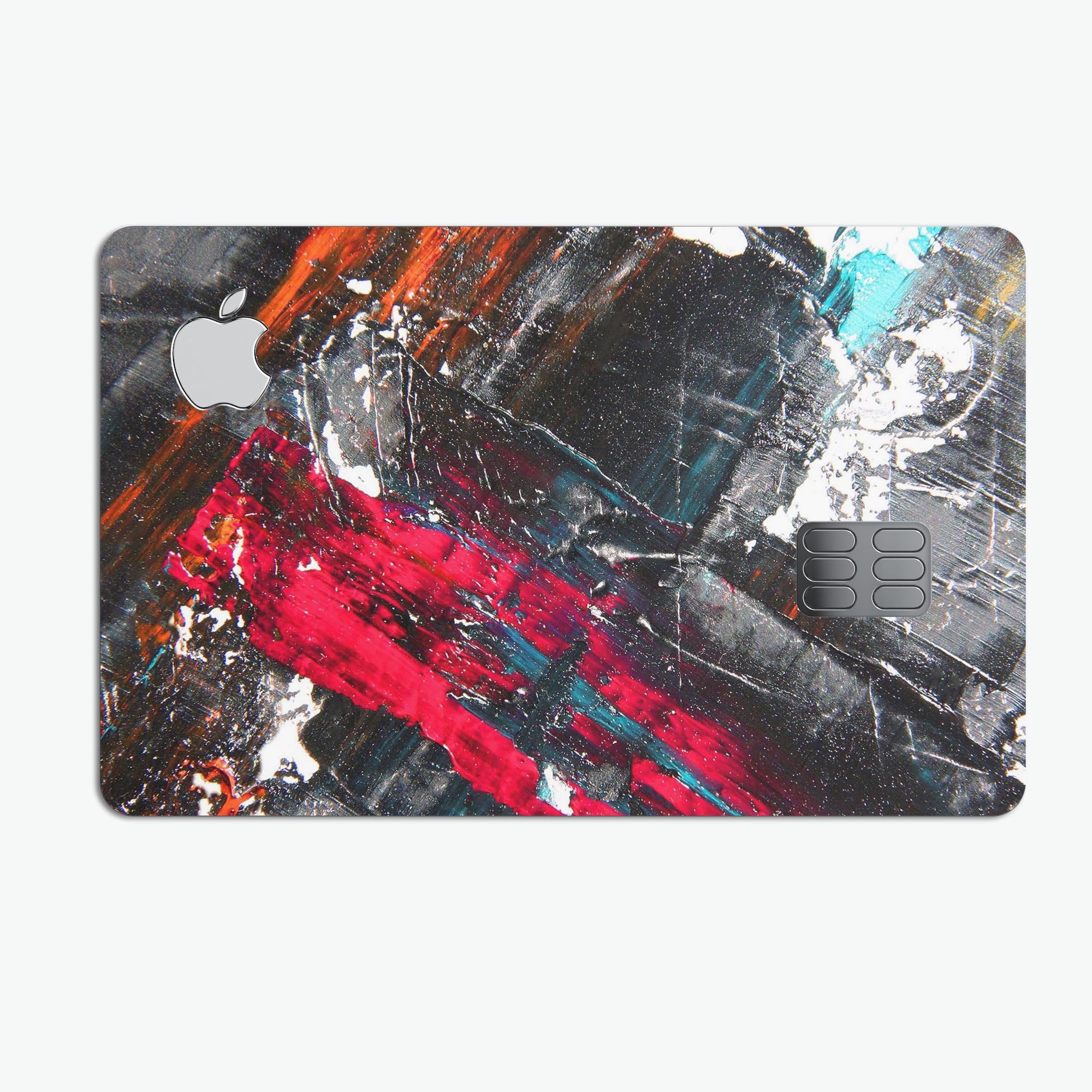 Abstract Grungy Oil Mess decal skin for Apple Card, showcasing a unique design and premium quality.