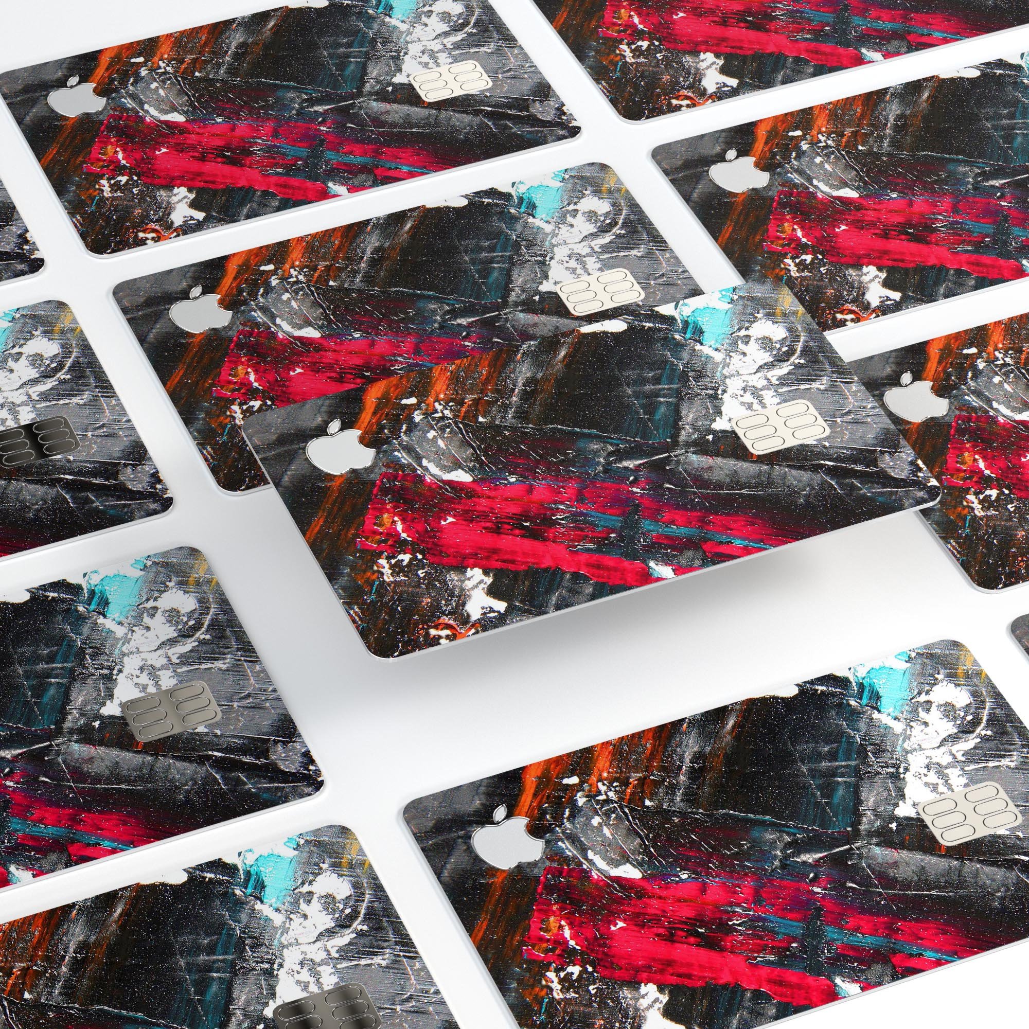 Abstract Grungy Oil Mess decal skin for Apple Card, showcasing a unique design and premium quality.