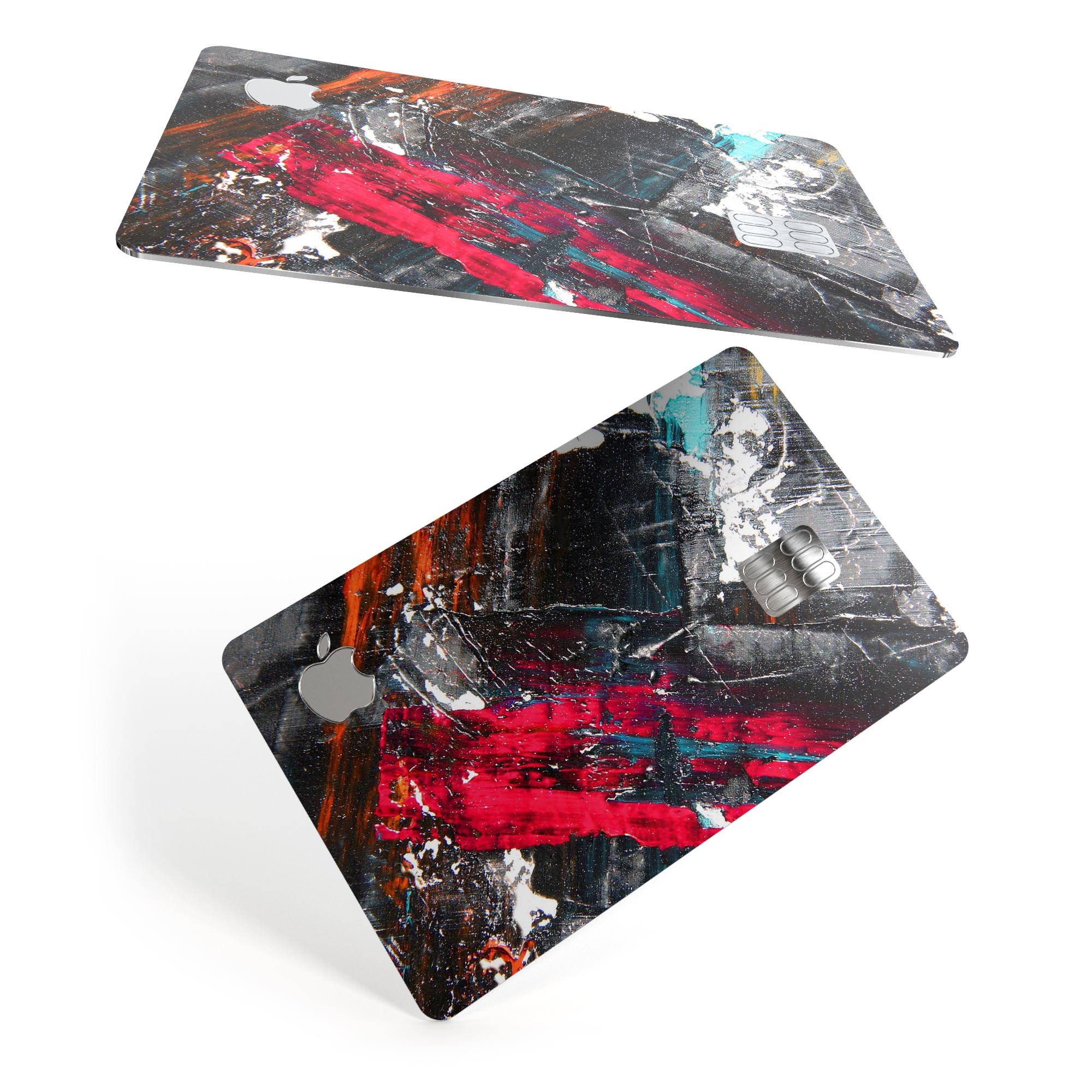 Abstract Grungy Oil Mess decal skin for Apple Card, showcasing a unique design and premium quality.