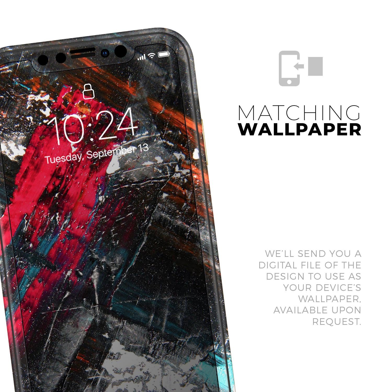 Abstract Grungy Oil Mess Skin-Kit for Apple iPhone models, showcasing a stylish design with a premium vinyl finish.