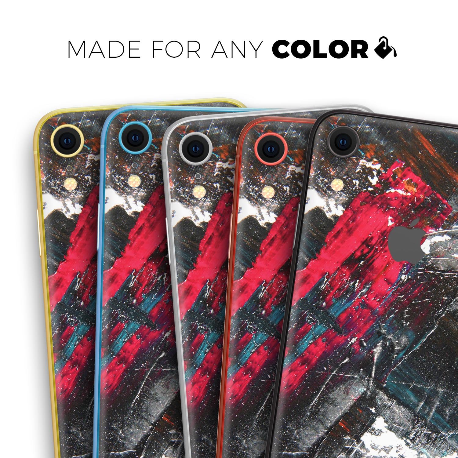 Abstract Grungy Oil Mess Skin-Kit for Apple iPhone models, showcasing a stylish design with a premium vinyl finish.