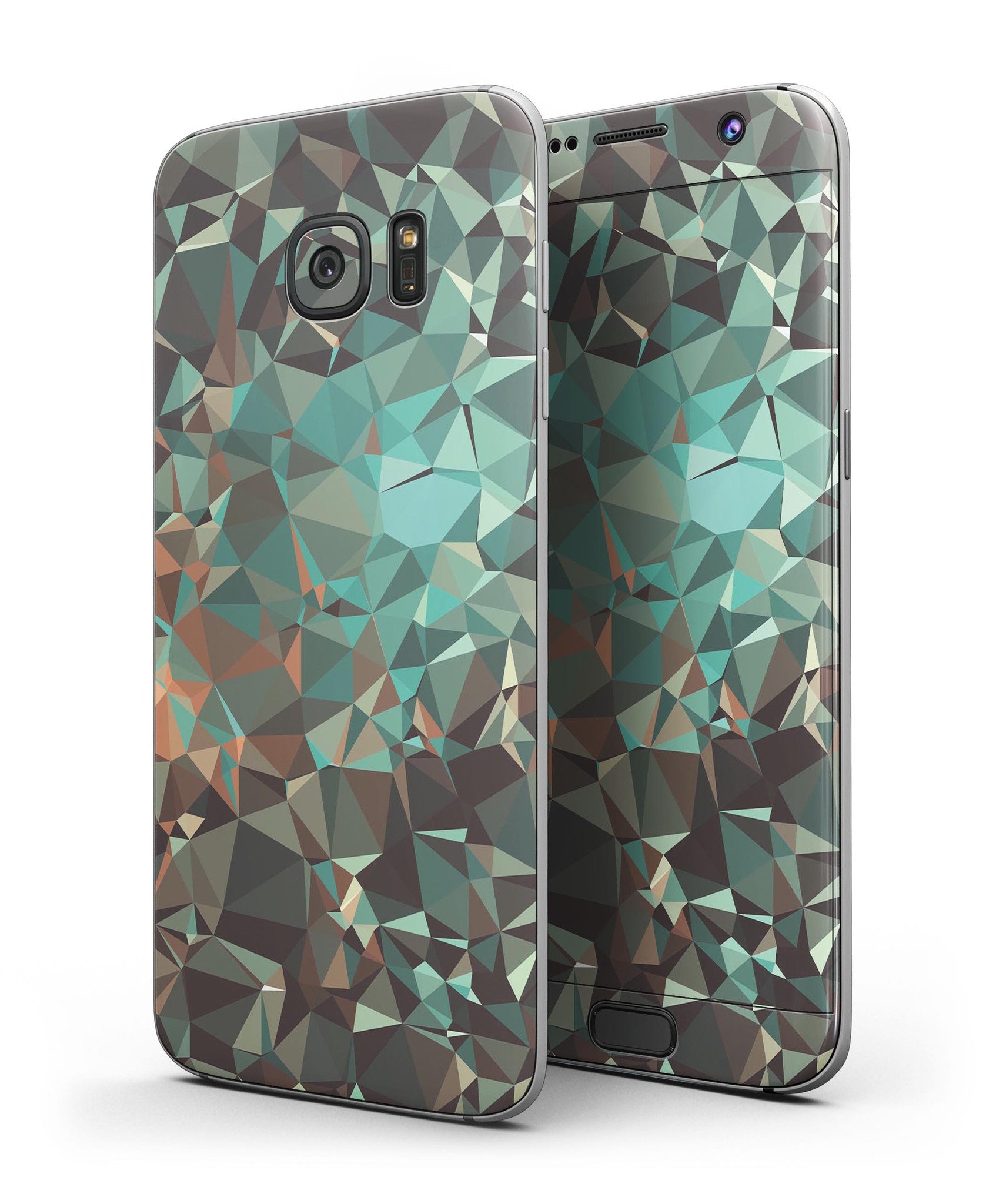 Abstract MultiColor Geometric Shapes Pattern Skin-Kit for Samsung Galaxy S7/S7 Edge, showcasing vibrant colors and geometric designs.