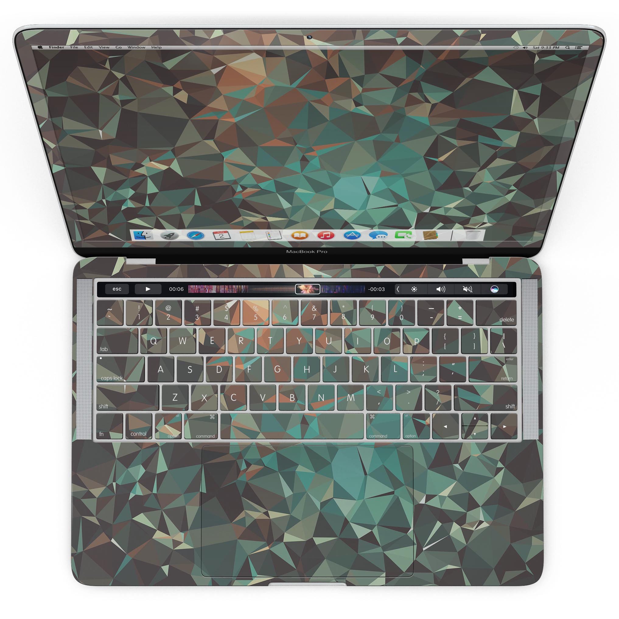 Abstract MultiColor Geometric Shapes Pattern skin for MacBook Pro with Touch Bar, showcasing vibrant colors and geometric designs.