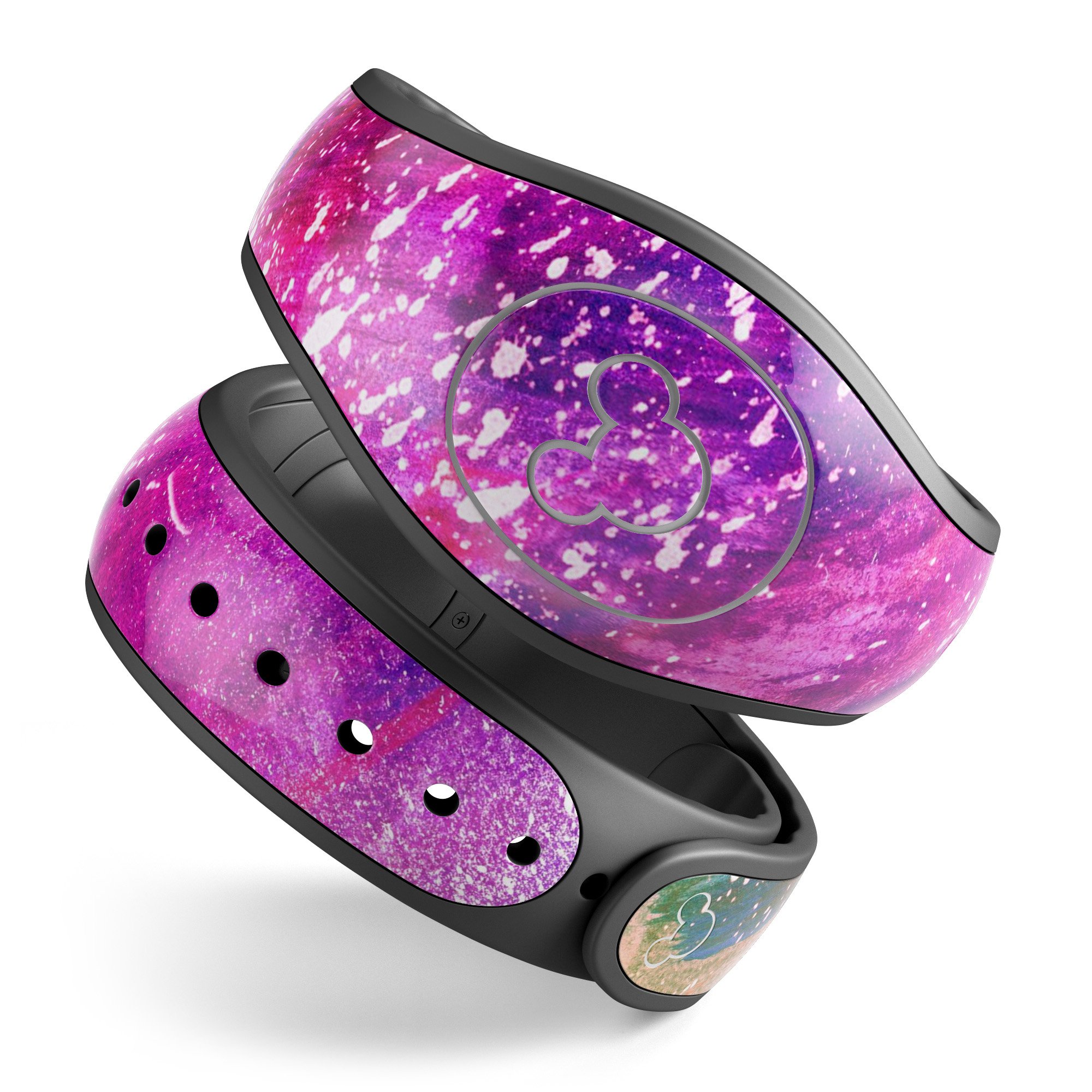 Colorful Abstract Neon Paint Explosion skin wrap for Disney Magic Band, showcasing vibrant colors and intricate design.