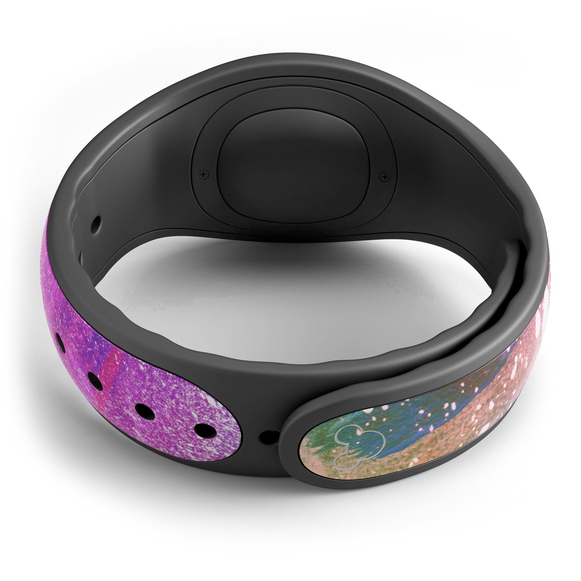 Colorful Abstract Neon Paint Explosion skin wrap for Disney Magic Band, showcasing vibrant colors and intricate design.