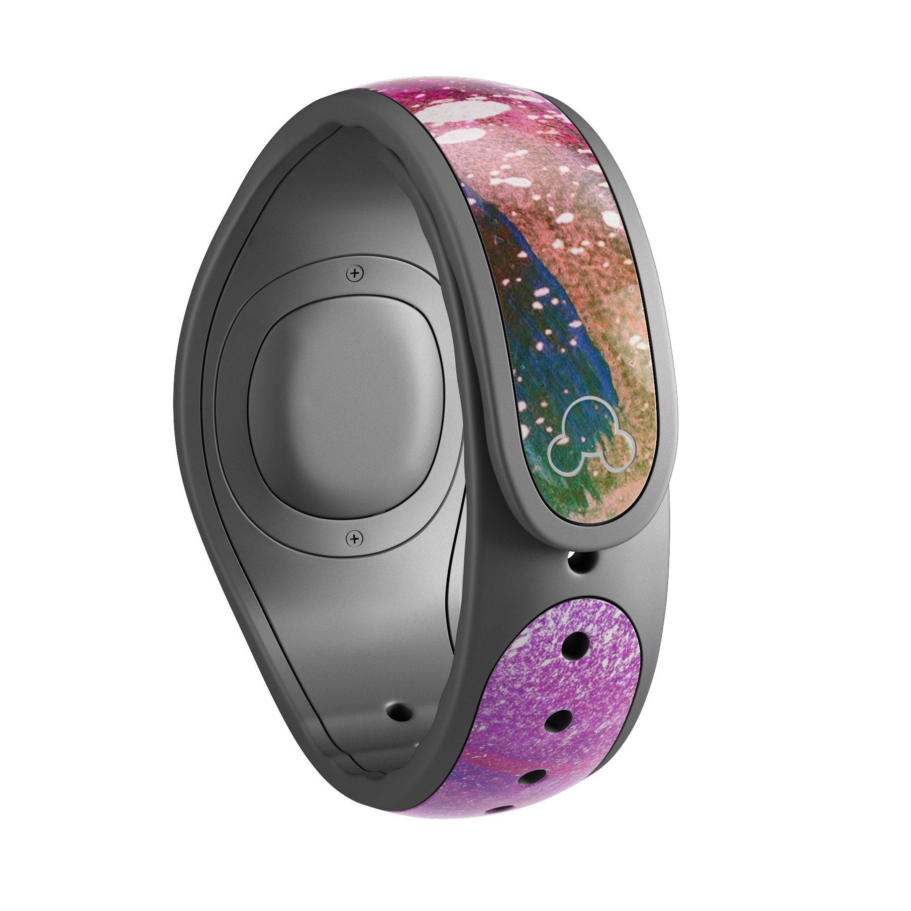 Colorful Abstract Neon Paint Explosion skin wrap for Disney Magic Band, showcasing vibrant colors and intricate design.