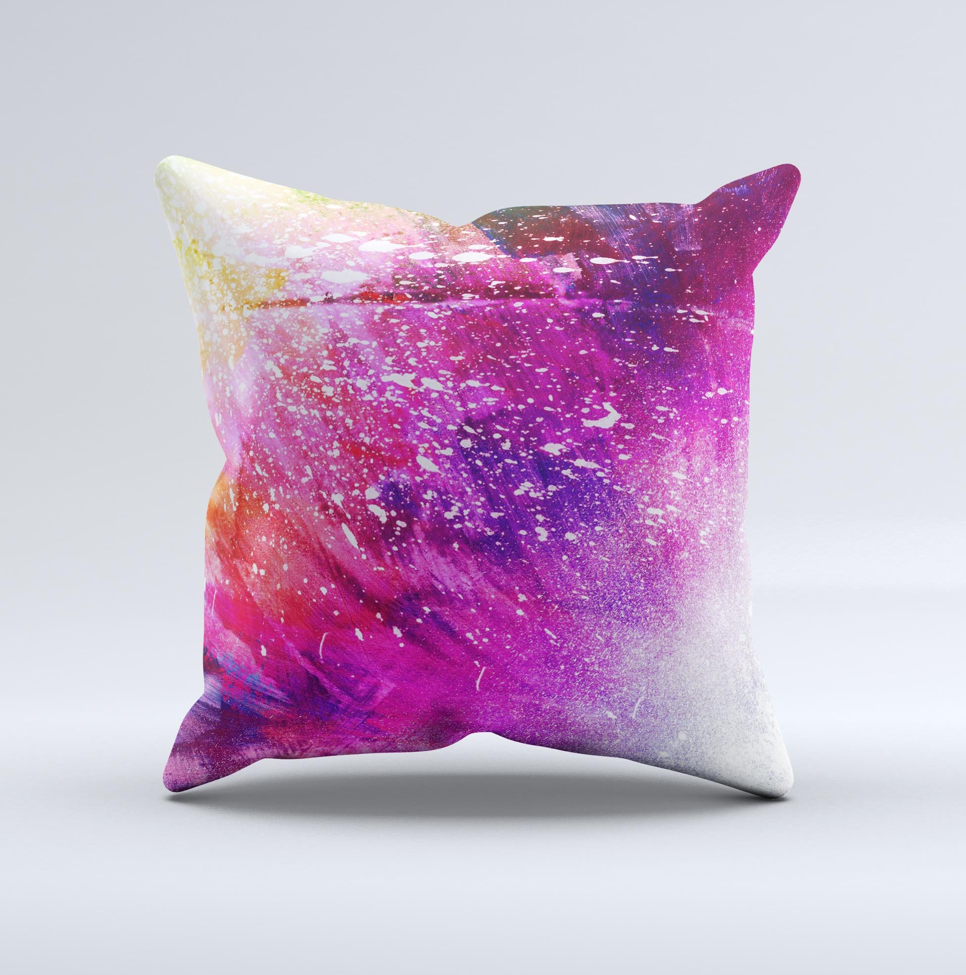 A vibrant Abstract Neon Paint Explosion throw pillow showcasing unique colors and patterns, handcrafted in Virginia.