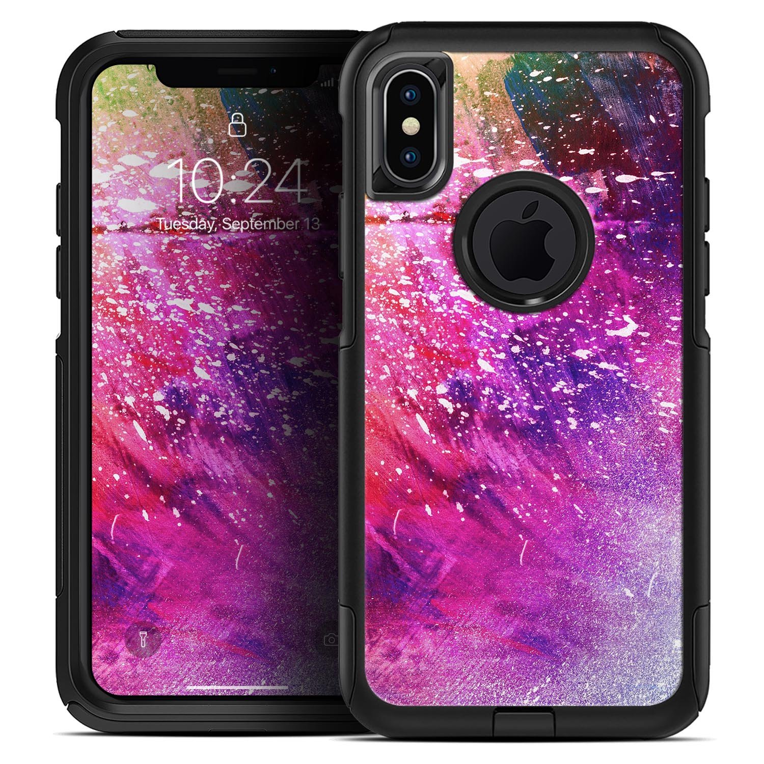 Abstract Neon Paint Explosion Skin Kit for iPhone OtterBox Cases featuring vibrant colors and unique design.