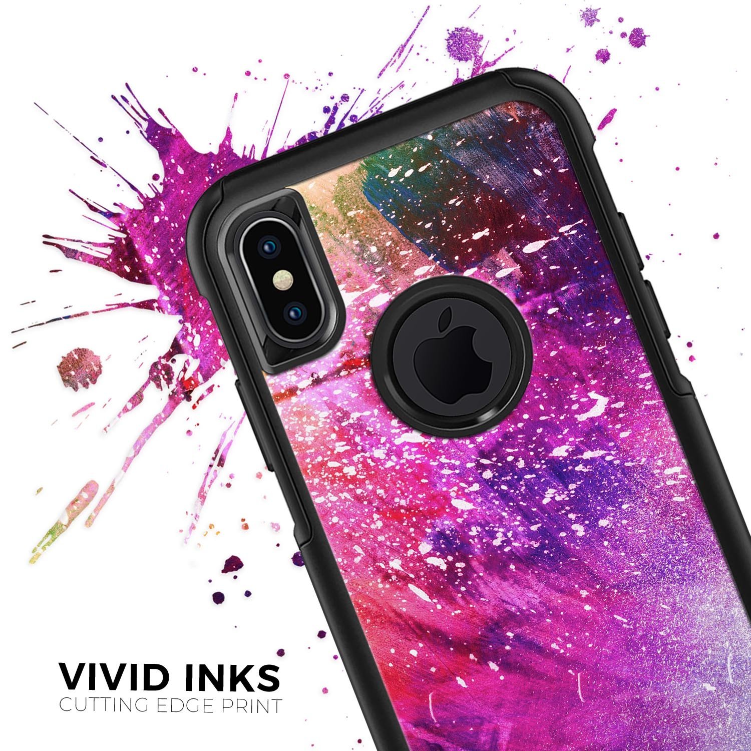 Abstract Neon Paint Explosion Skin Kit for iPhone OtterBox Cases featuring vibrant colors and unique design.