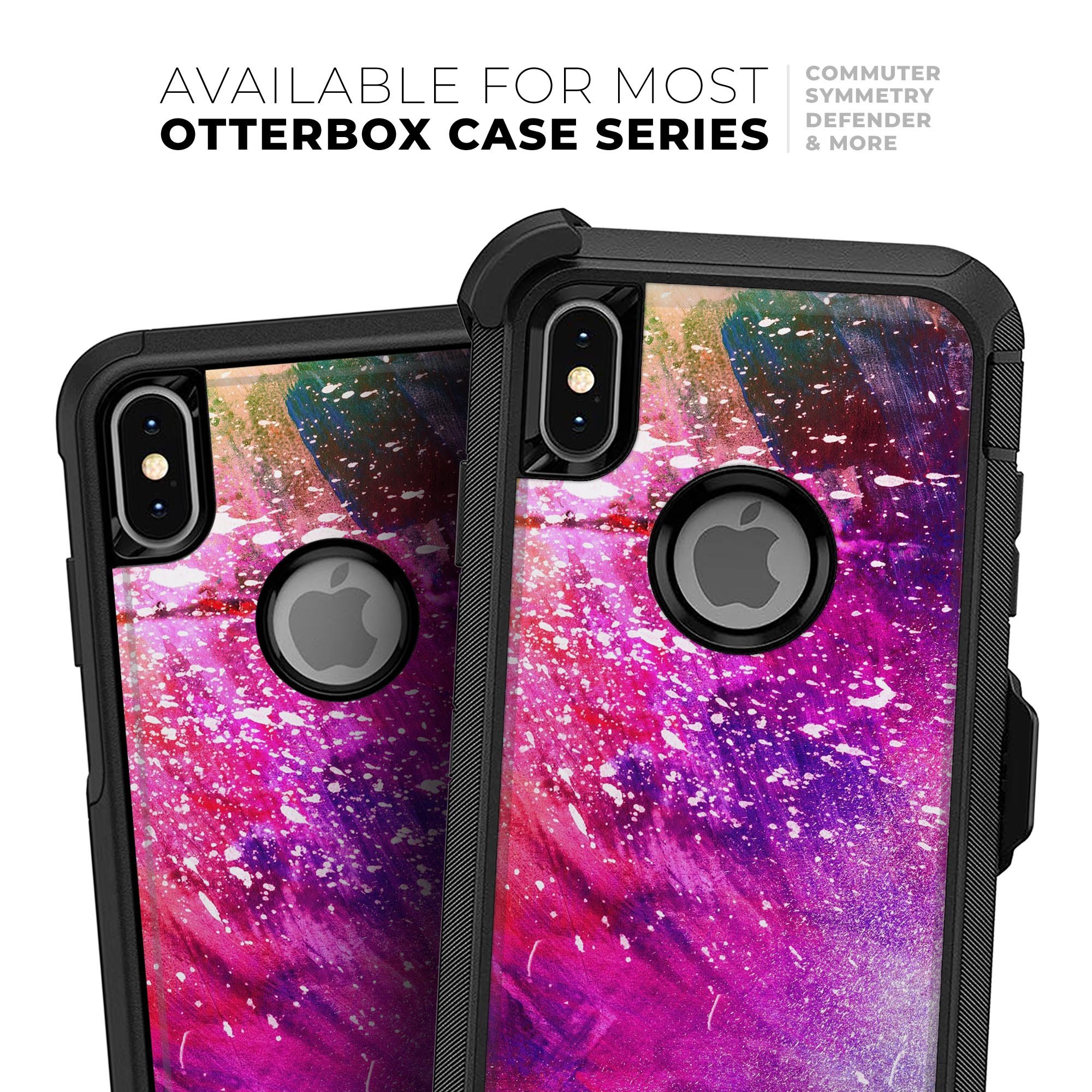 Abstract Neon Paint Explosion Skin Kit for iPhone OtterBox Cases featuring vibrant colors and unique design.