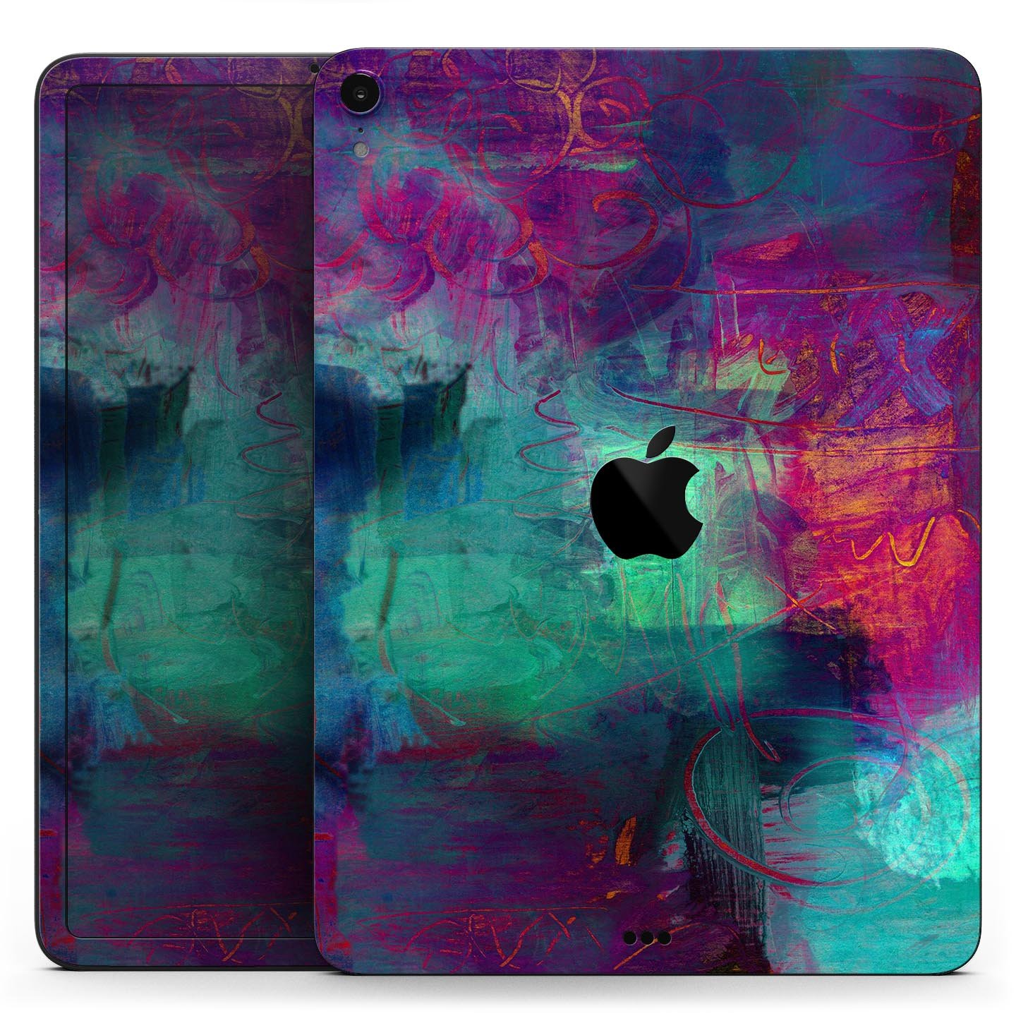 Abstract Oil Painting skin decal for Apple iPad Pro, showcasing vibrant colors and artistic design for stylish protection.