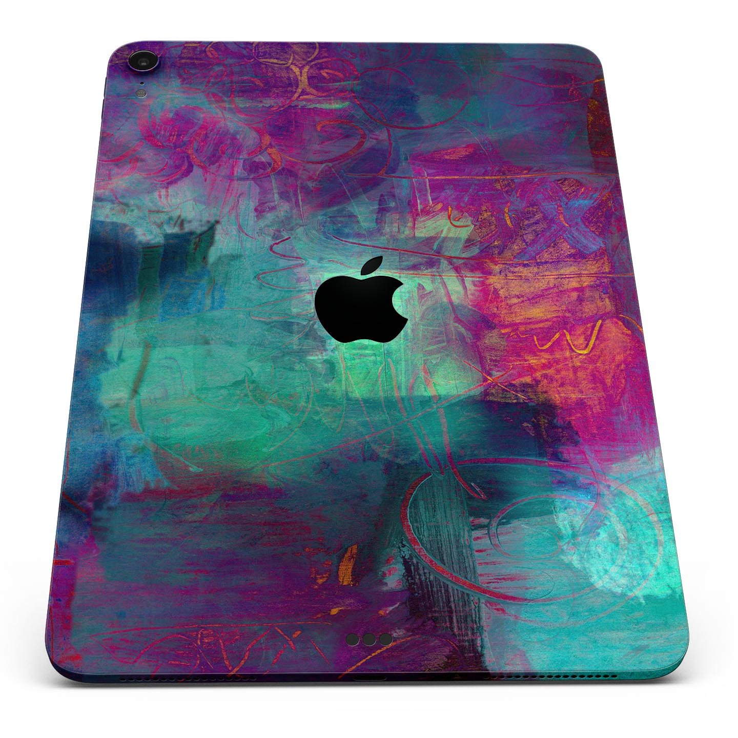 Abstract Oil Painting skin decal for Apple iPad Pro, showcasing vibrant colors and artistic design for stylish protection.