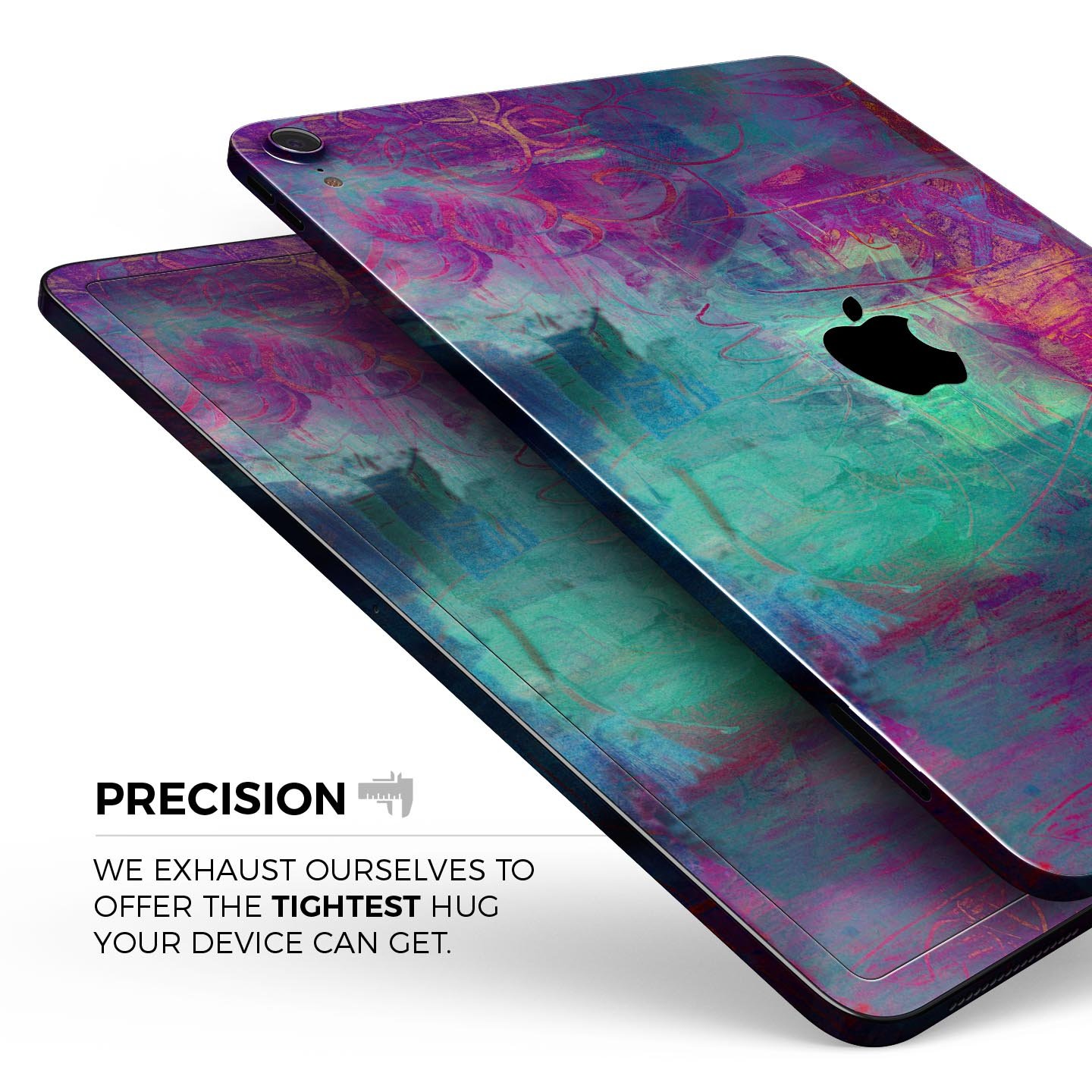 Abstract Oil Painting skin decal for Apple iPad Pro, showcasing vibrant colors and artistic design for stylish protection.