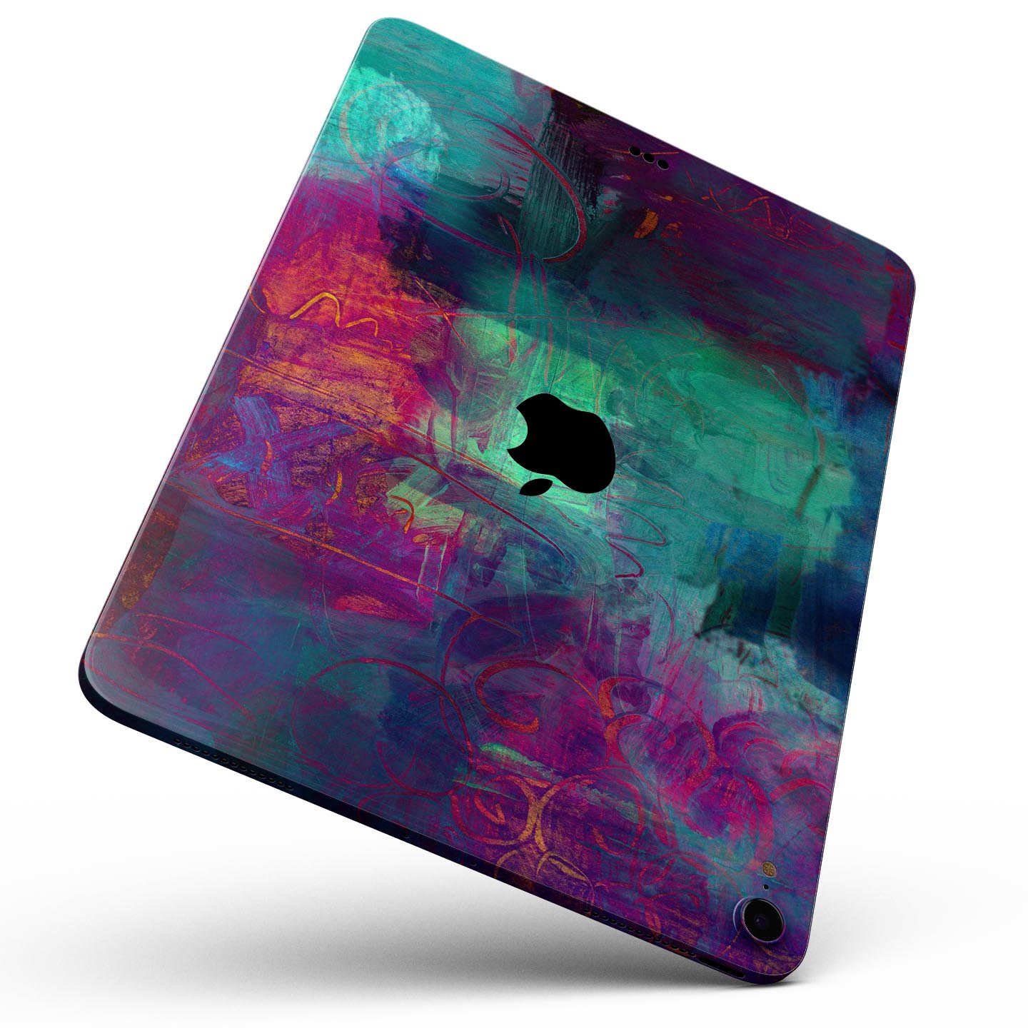 Abstract Oil Painting skin decal for Apple iPad Pro, showcasing vibrant colors and artistic design for stylish protection.