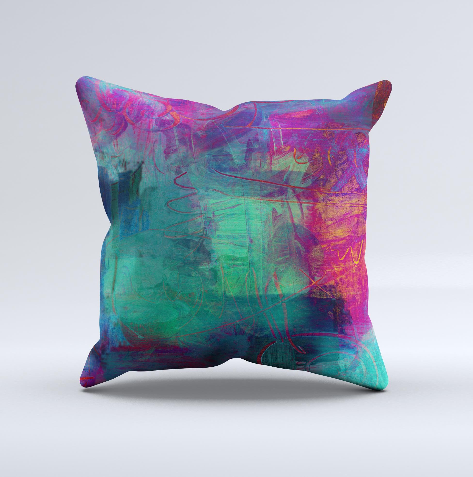 Abstract Oil Painting V3 throw pillow featuring vibrant colors and unique design, handcrafted in Virginia.