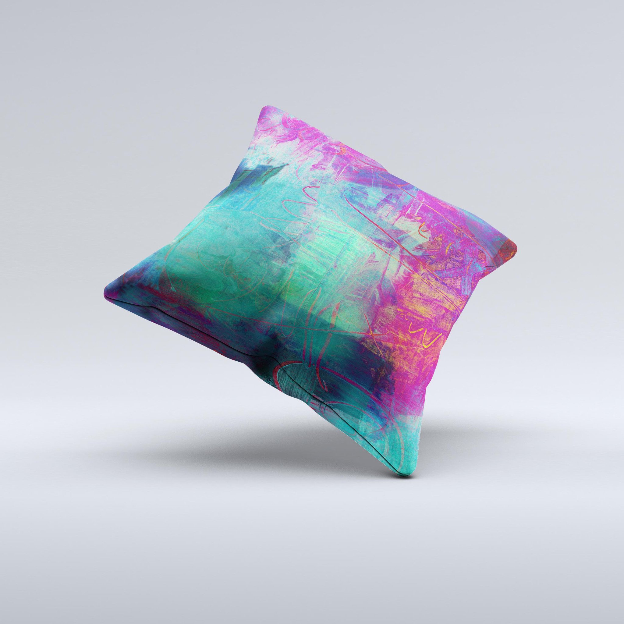 Abstract Oil Painting V3 throw pillow featuring vibrant colors and unique design, handcrafted in Virginia.