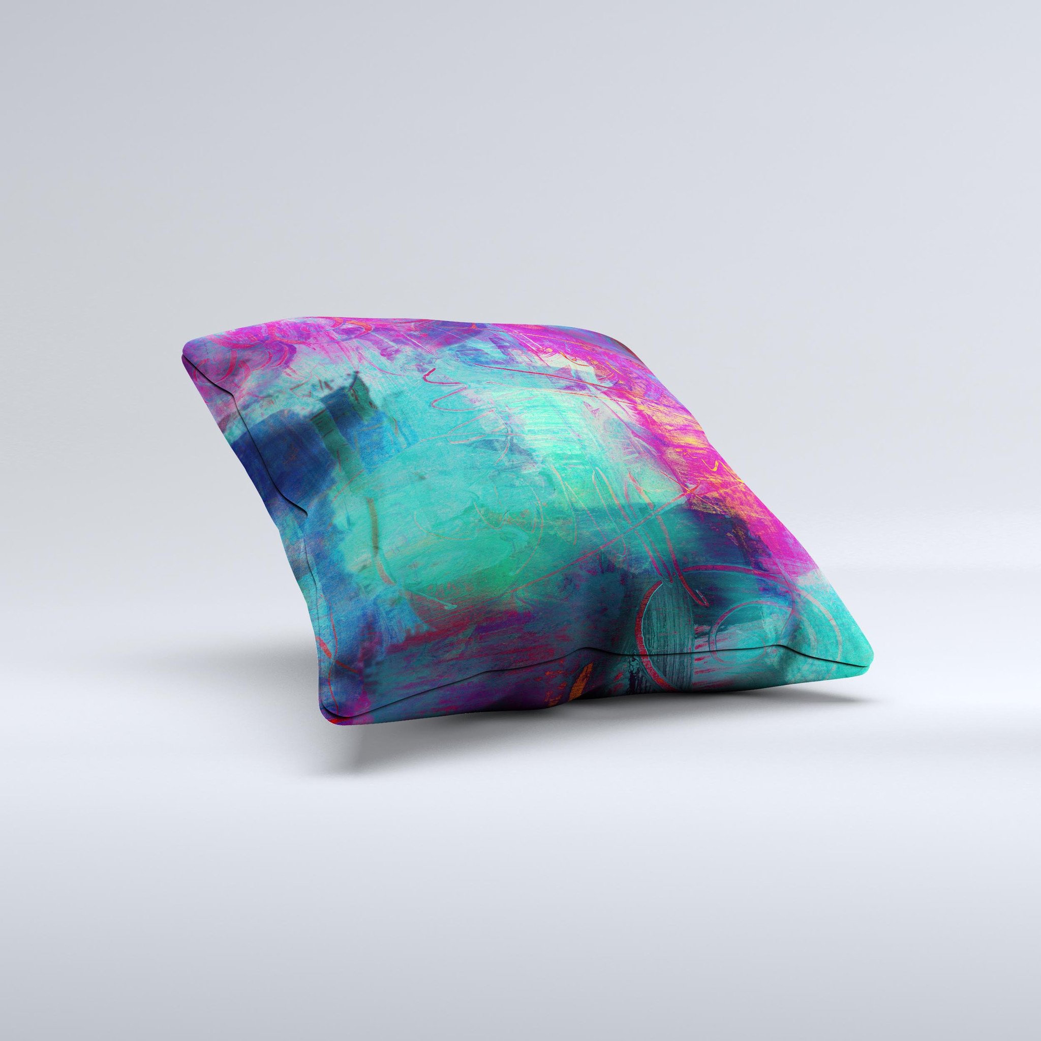 Abstract Oil Painting V3 throw pillow featuring vibrant colors and unique design, handcrafted in Virginia.