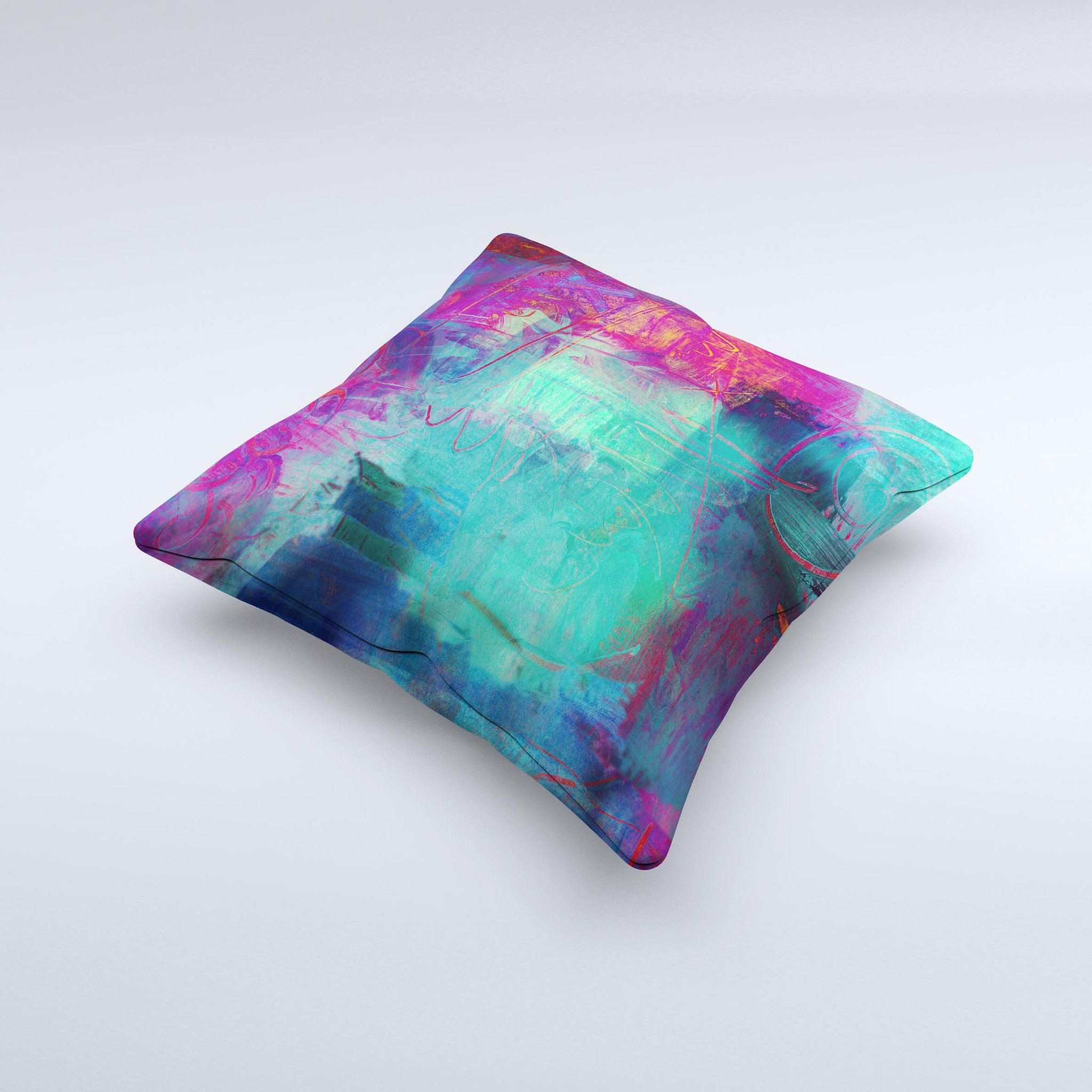 Abstract Oil Painting V3 throw pillow featuring vibrant colors and unique design, handcrafted in Virginia.