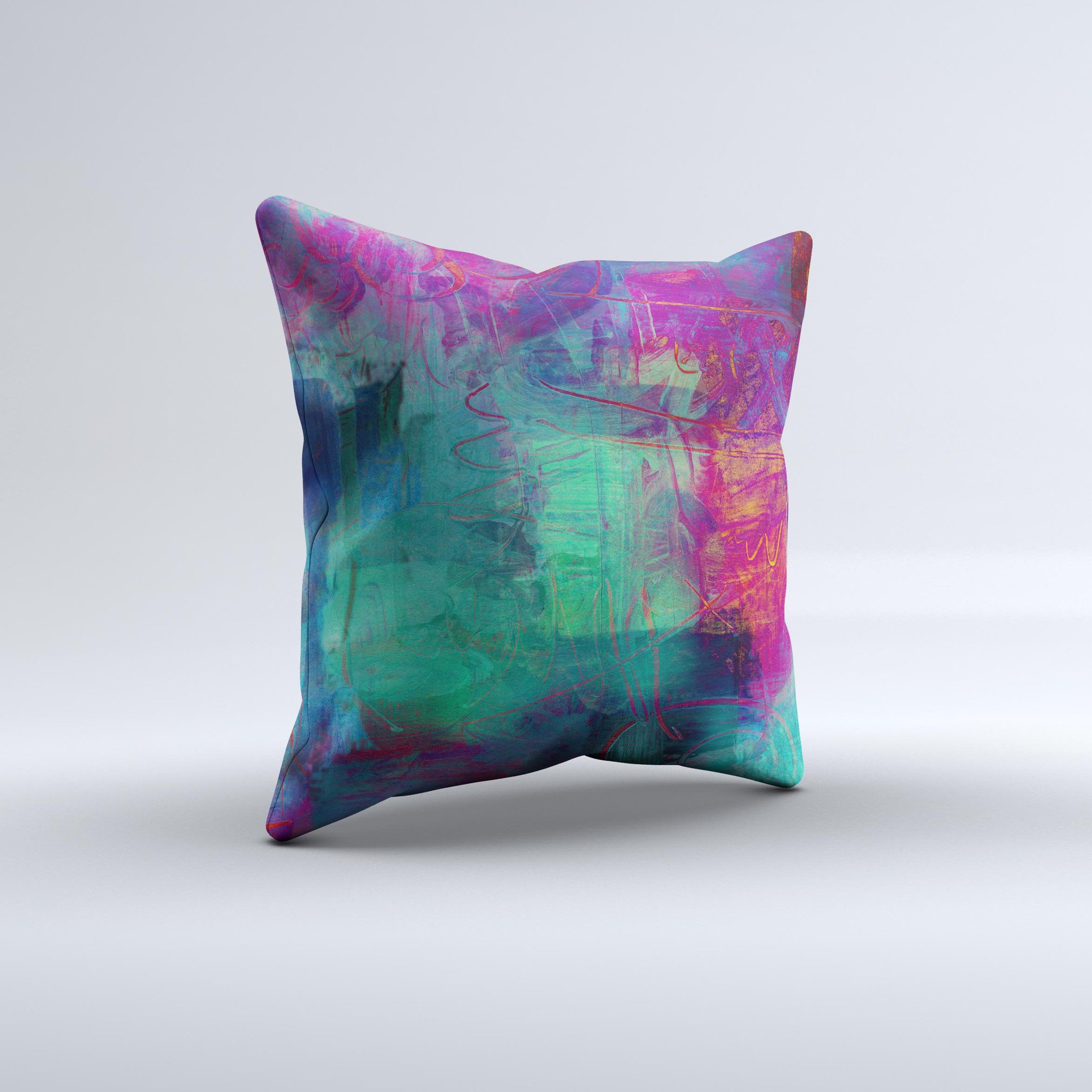 Abstract Oil Painting V3 throw pillow featuring vibrant colors and unique design, handcrafted in Virginia.