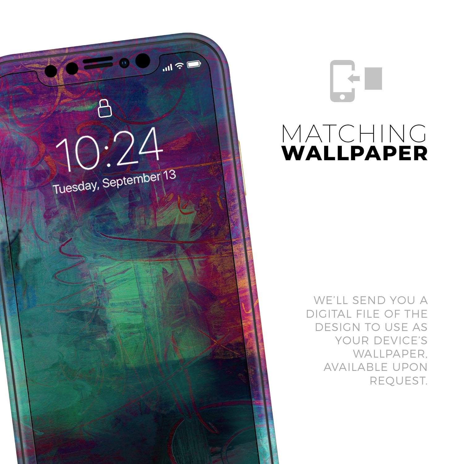 Abstract Oil Painting V3 skin for Apple iPhone, showcasing vibrant colors and artistic design, perfect for personalizing your device.