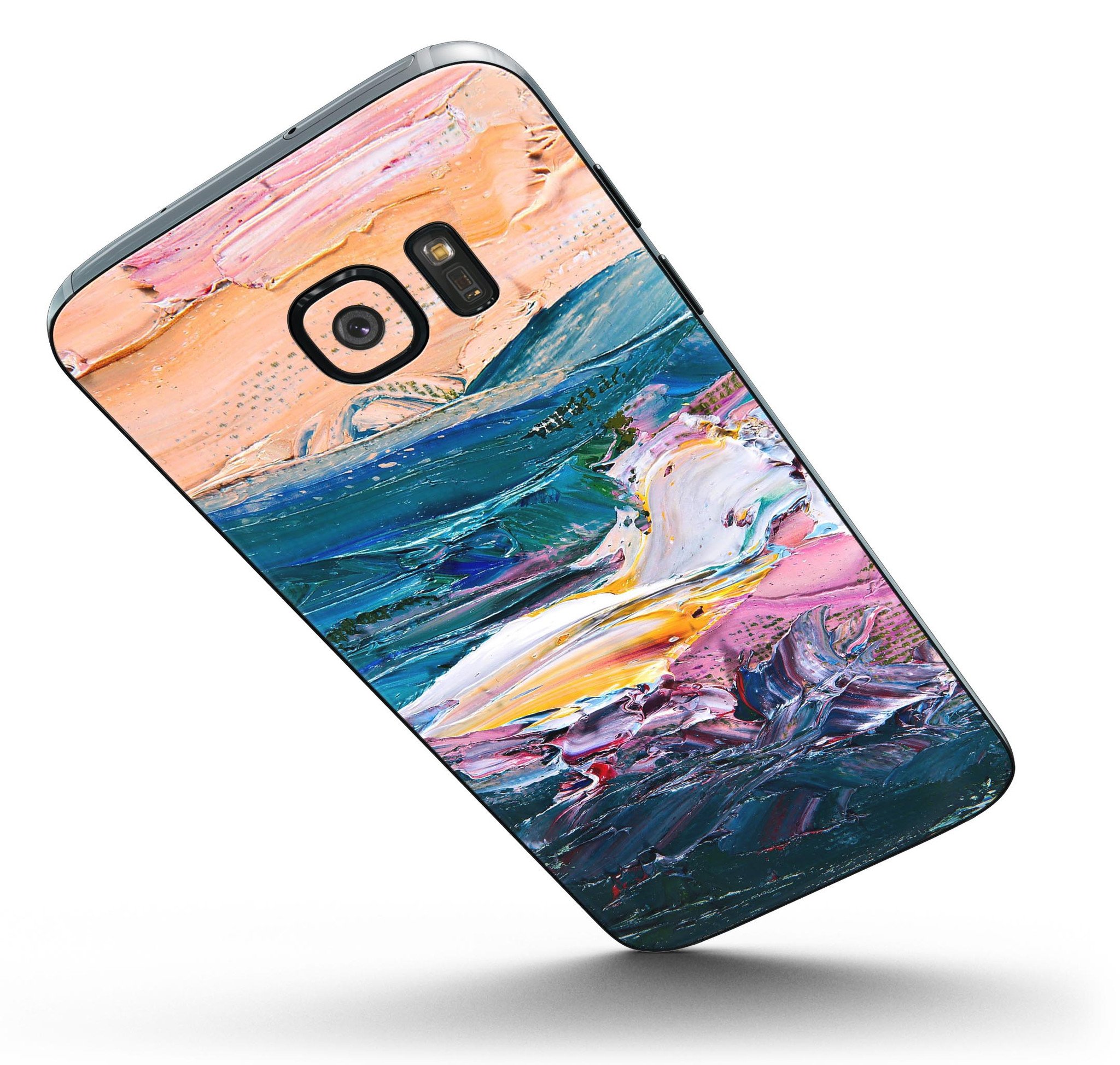 Abstract Oil Strokes Full Body Skin-Kit for Samsung Galaxy S7 and S7 Edge, showcasing vibrant colors and premium vinyl material.