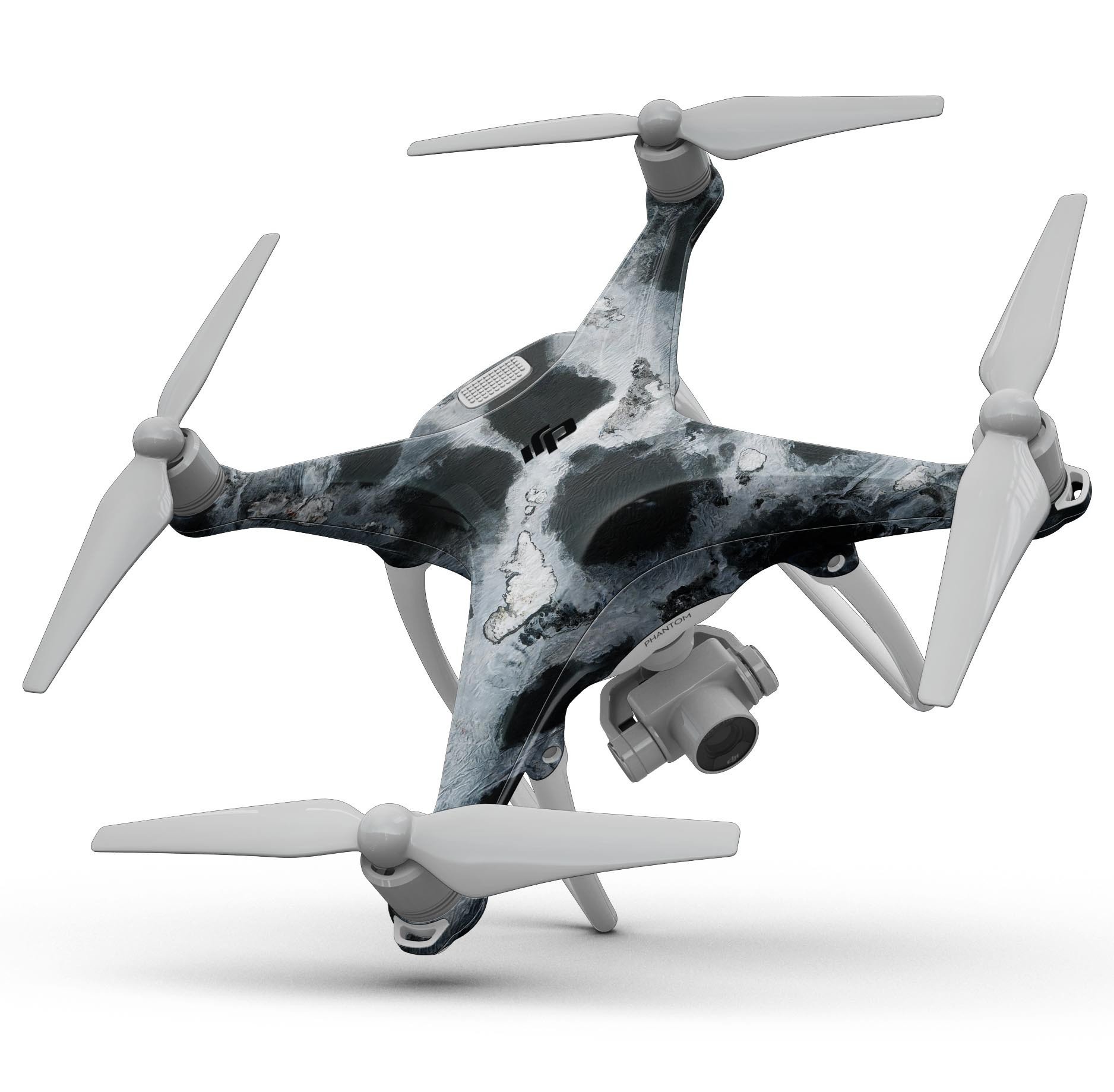 Abstract Paint v4 Full-Body Skin Kit for DJI Phantom 4 Drone, showcasing ultra-gloss and soft-matte finish options.