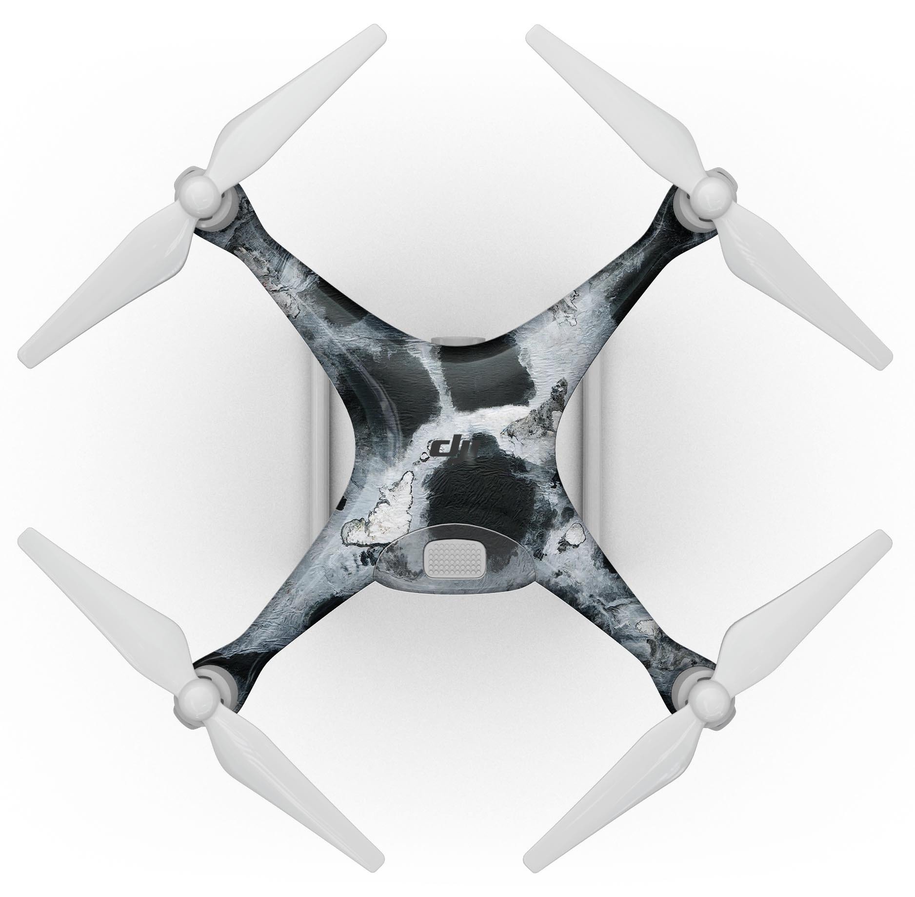 Abstract Paint v4 Full-Body Skin Kit for DJI Phantom 4 Drone, showcasing ultra-gloss and soft-matte finish options.