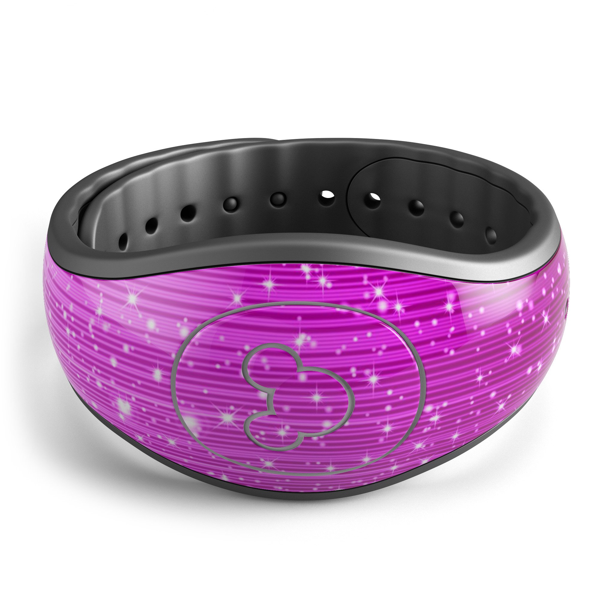 Abstract Pink Neon Rain Curtain skin wrap kit for Disney Magic Band, showcasing vibrant colors and trendy design.