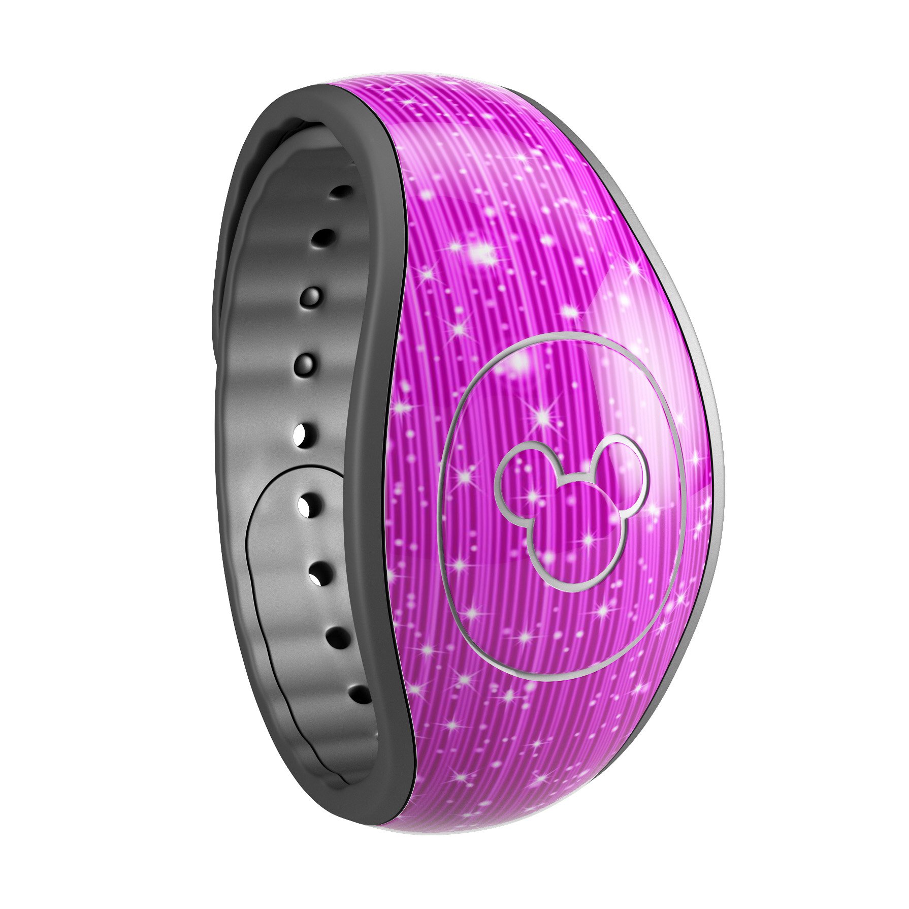 Abstract Pink Neon Rain Curtain skin wrap kit for Disney Magic Band, showcasing vibrant colors and trendy design.