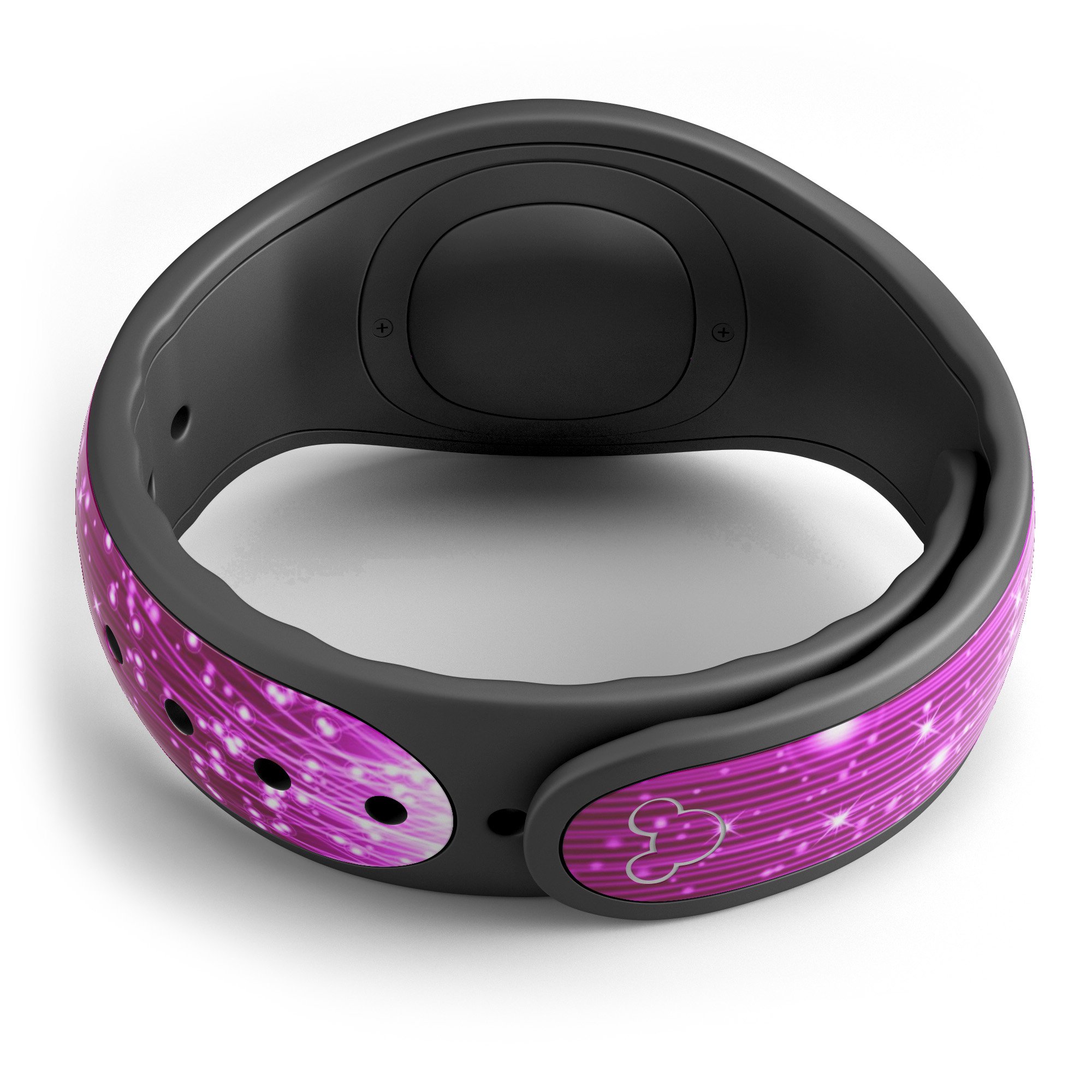 Abstract Pink Neon Rain Curtain skin wrap kit for Disney Magic Band, showcasing vibrant colors and trendy design.