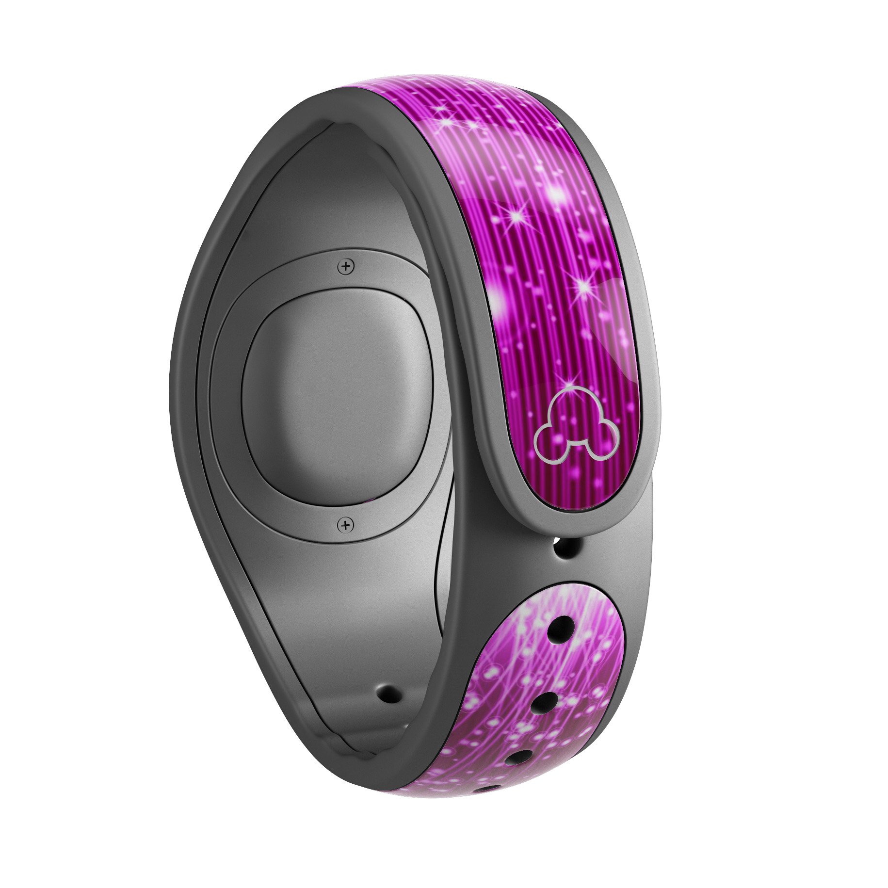 Abstract Pink Neon Rain Curtain skin wrap kit for Disney Magic Band, showcasing vibrant colors and trendy design.