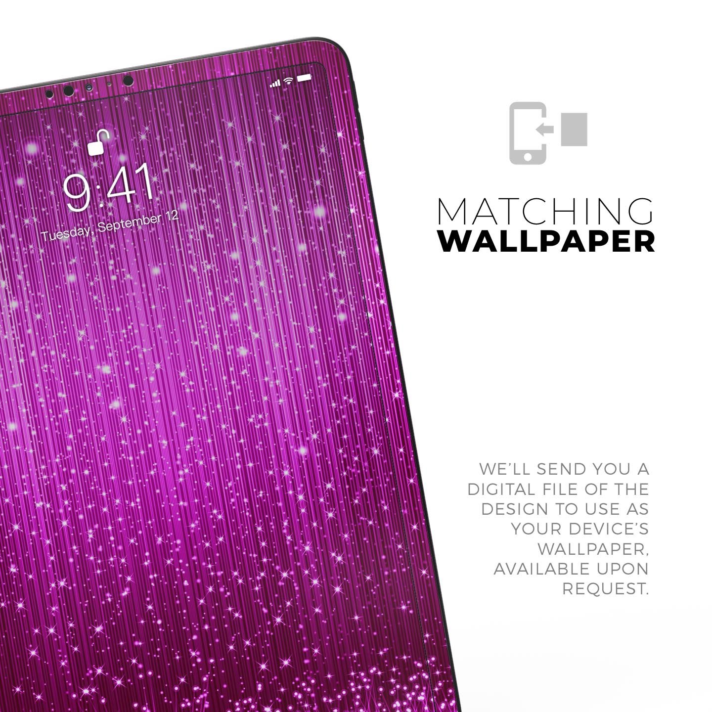 Abstract Pink Neon Rain Curtain skin decal for Apple devices, showcasing vibrant colors and sleek design.