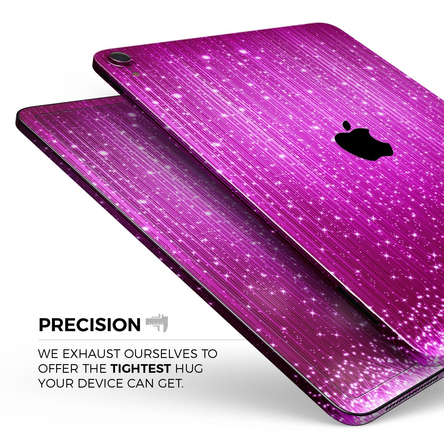 Abstract Pink Neon Rain Curtain skin decal for Apple devices, showcasing vibrant colors and sleek design.