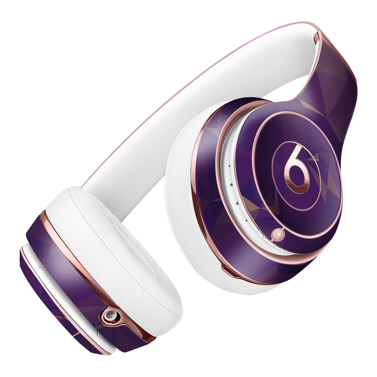 Abstract Purple and Gold Geometric Shapes Skin Kit for Beats by Dre Solo 3 Wireless Headphones, showcasing vibrant colors and geometric patterns.