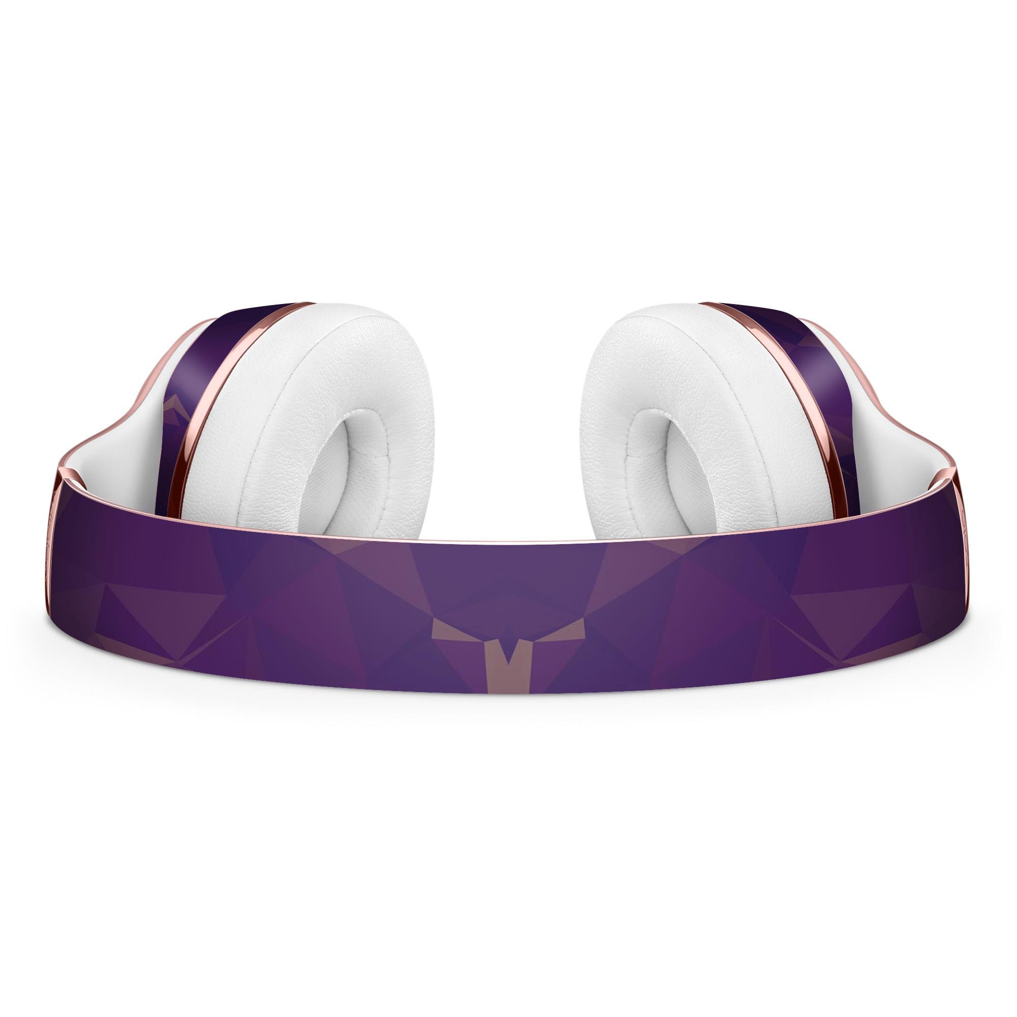 Abstract Purple and Gold Geometric Shapes Skin Kit for Beats by Dre Solo 3 Wireless Headphones, showcasing vibrant colors and geometric patterns.