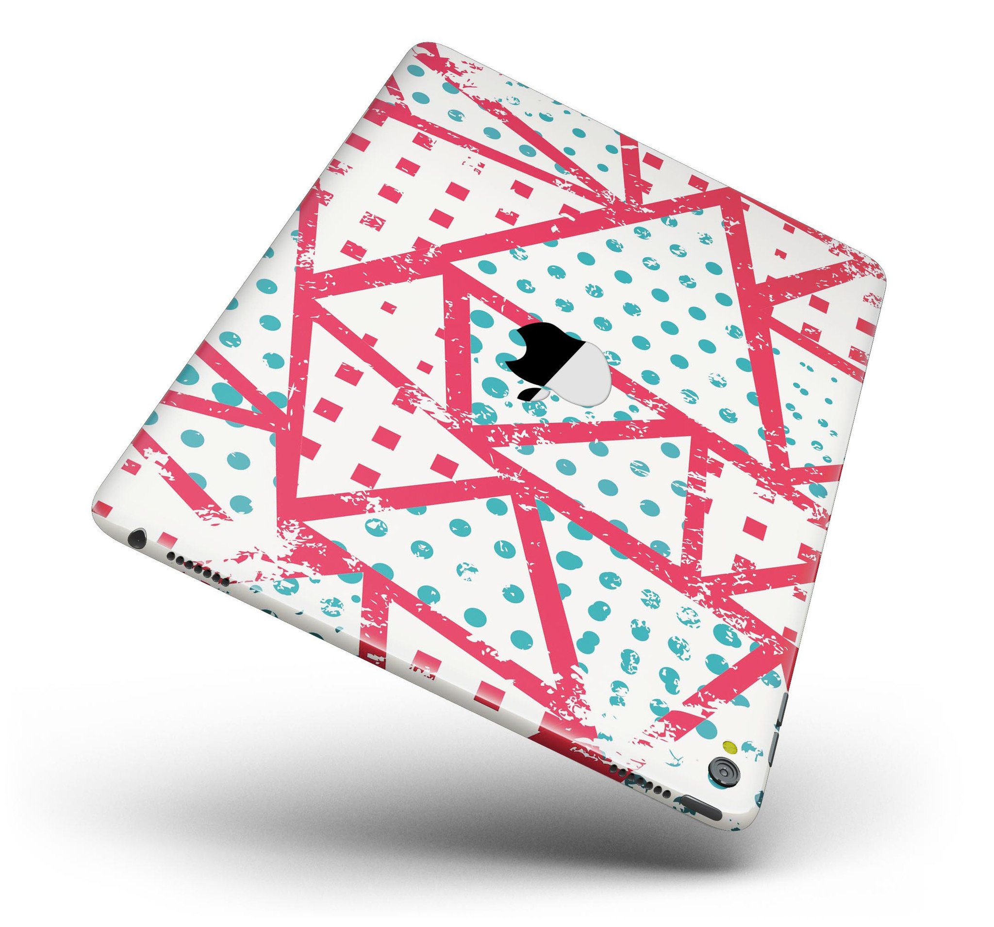 Abstract Red and Teal Overlaps Full Body Skin for iPad Pro, showcasing vibrant colors and a sleek design.